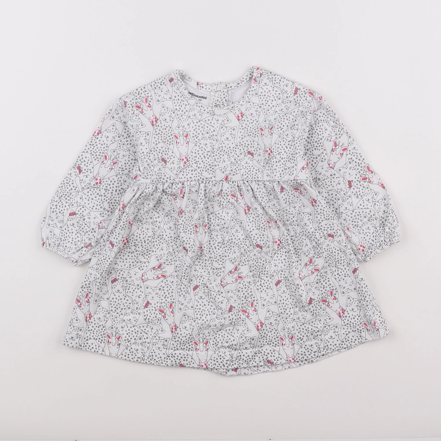 Vertbaudet - robe blanc, gris - 12 mois