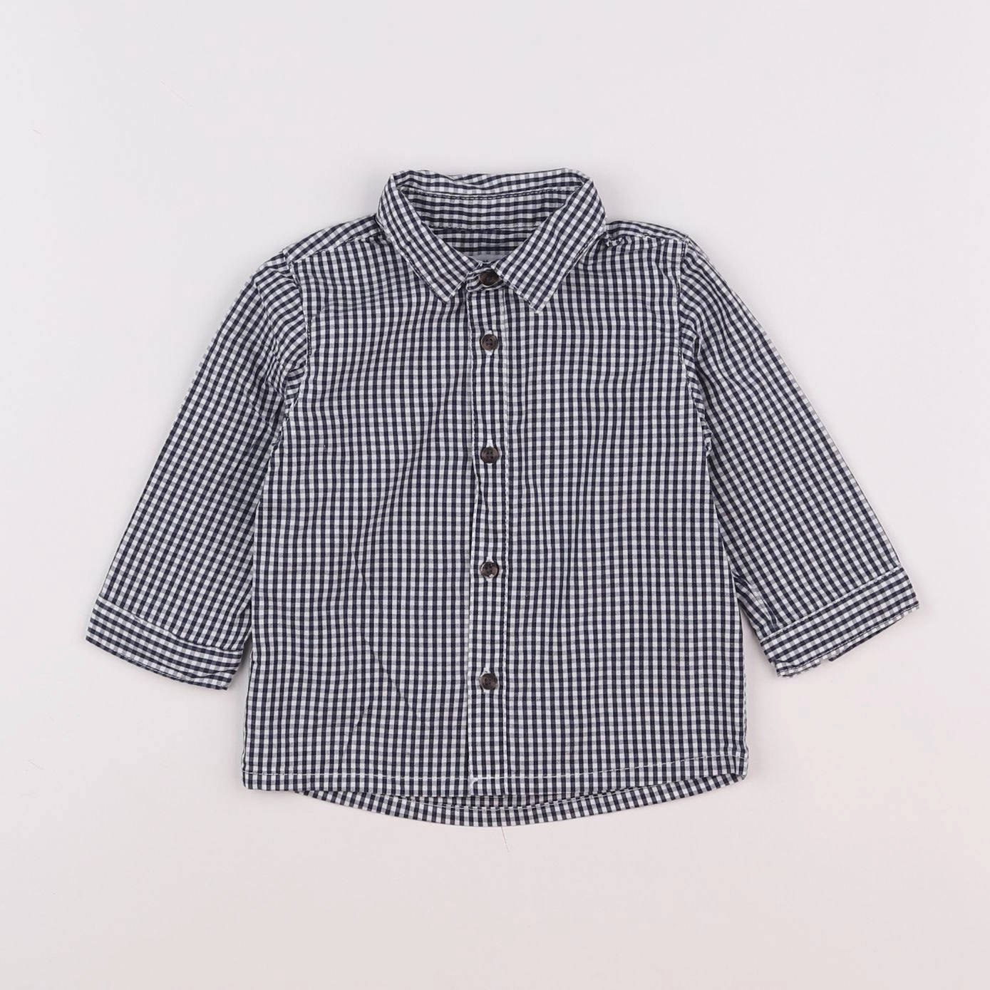 Vertbaudet - chemise blanc, bleu - 9 mois