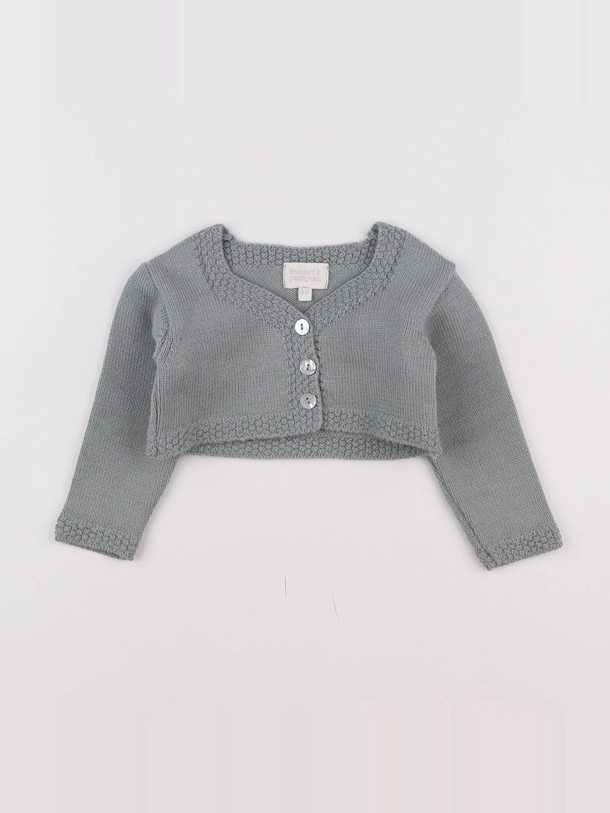 Bonnet à Pompon - gilet beige, vert - 18 mois