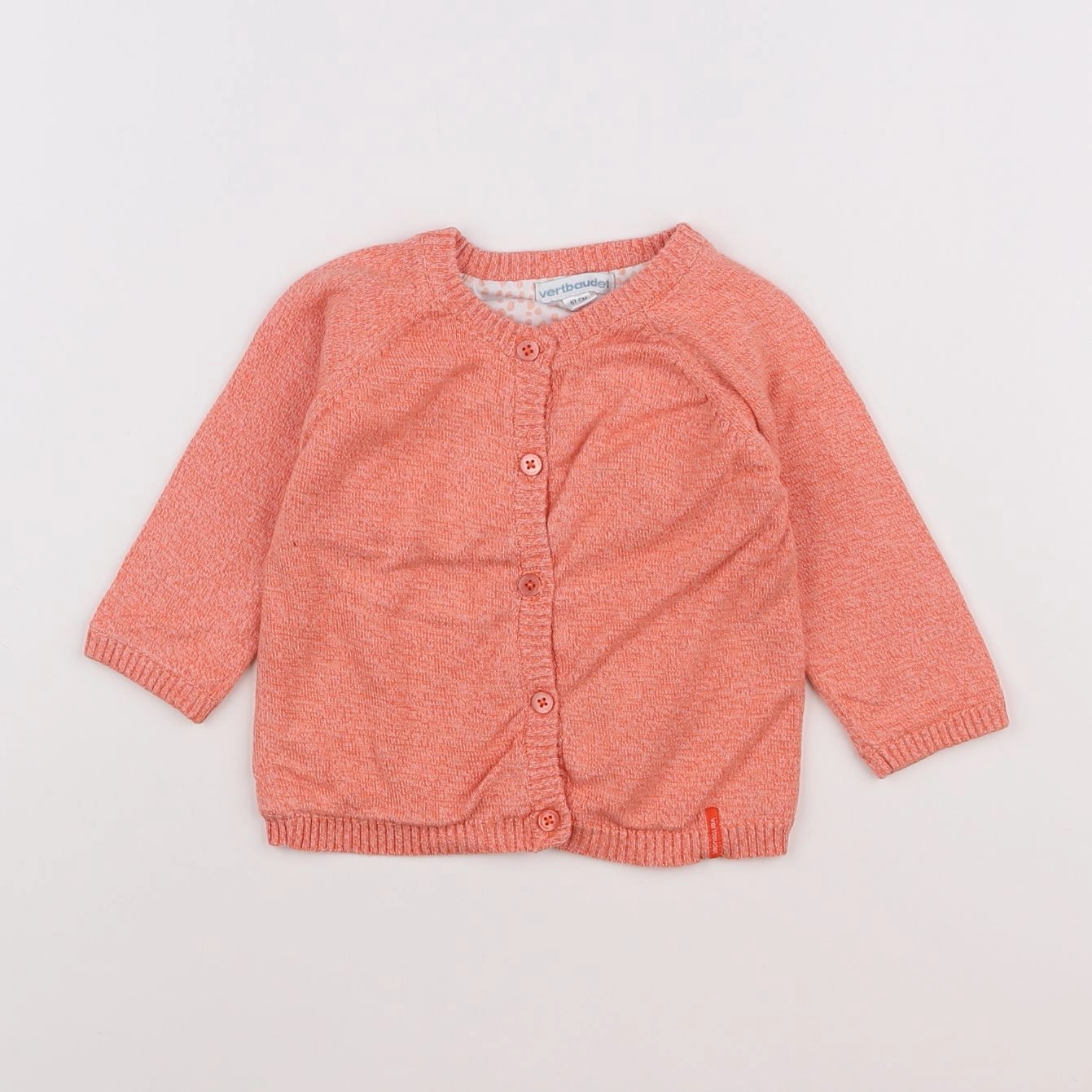Vertbaudet - gilet orange - 6 mois