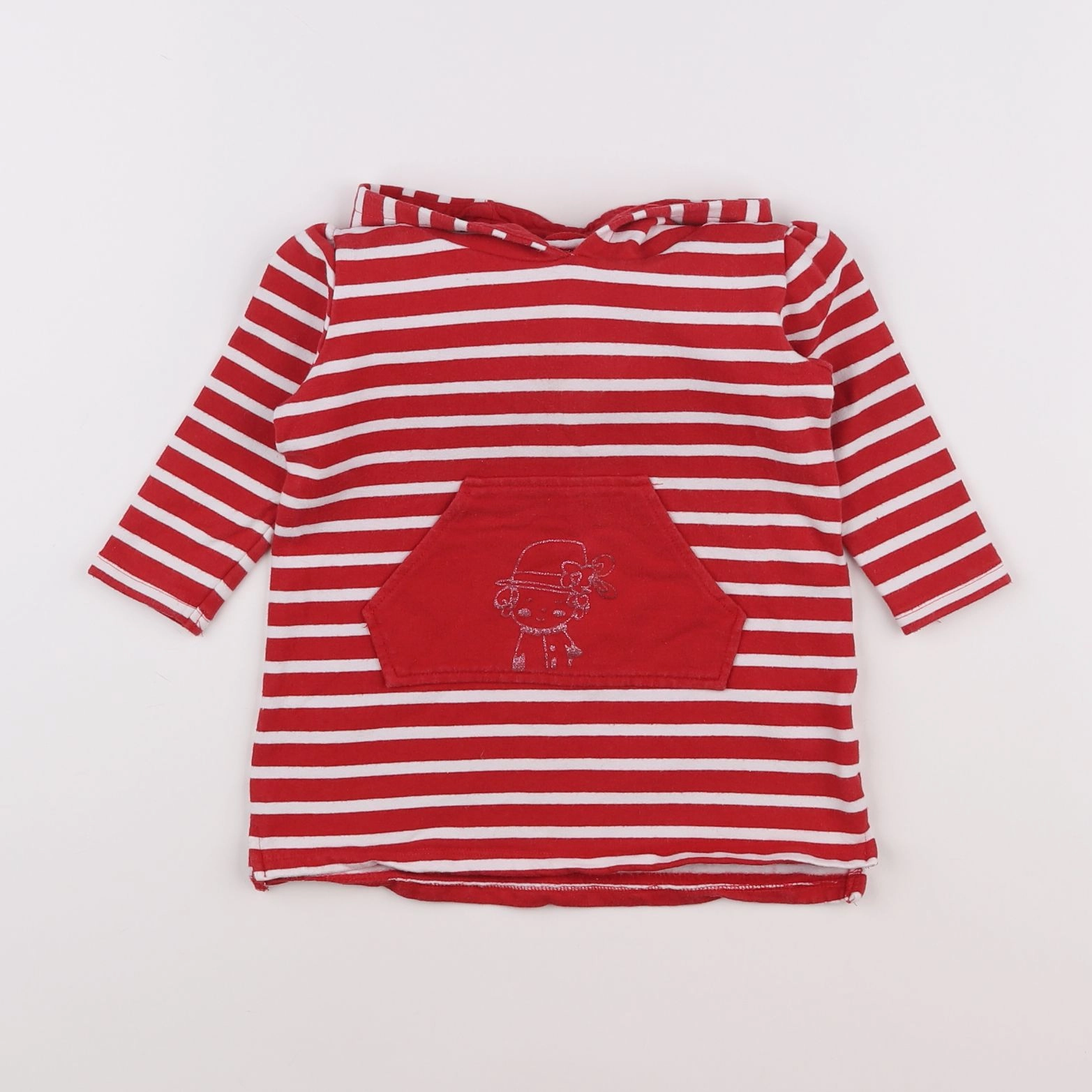 Vertbaudet - robe rouge, blanc - 2 ans
