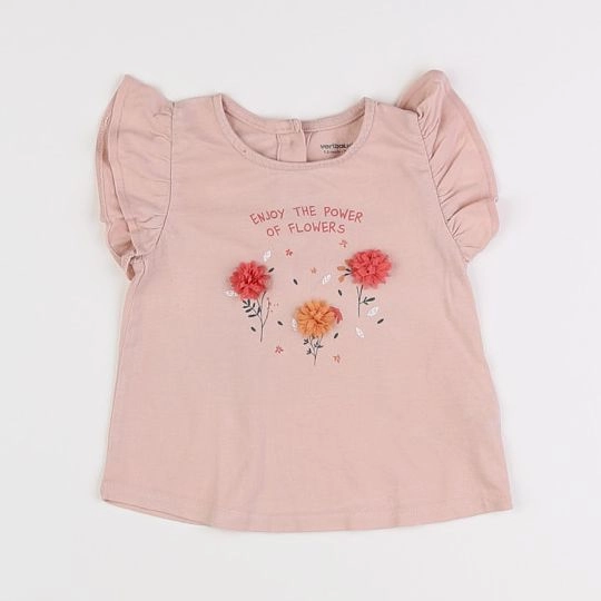 Vertbaudet - tee-shirt rose - 12 mois