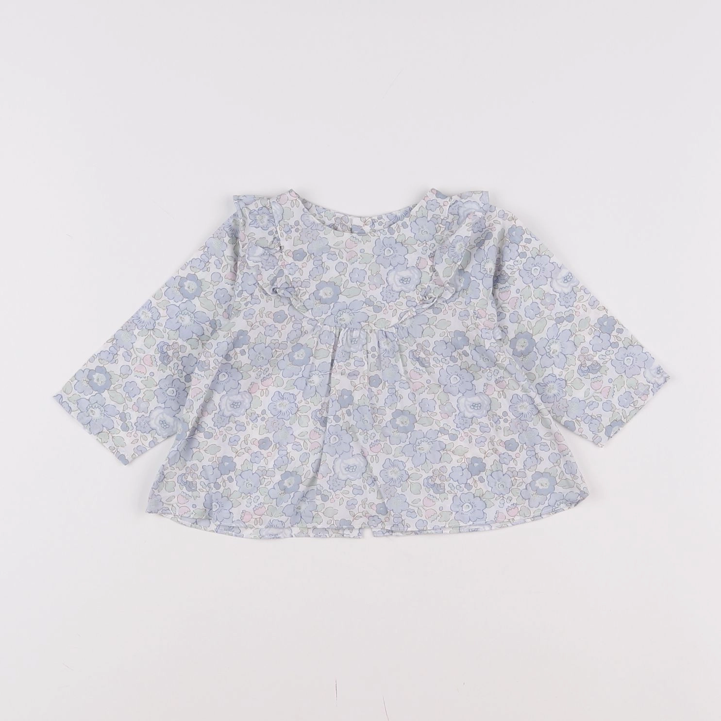 Jacadi - blouse liberty bleu, blanc - 6 mois