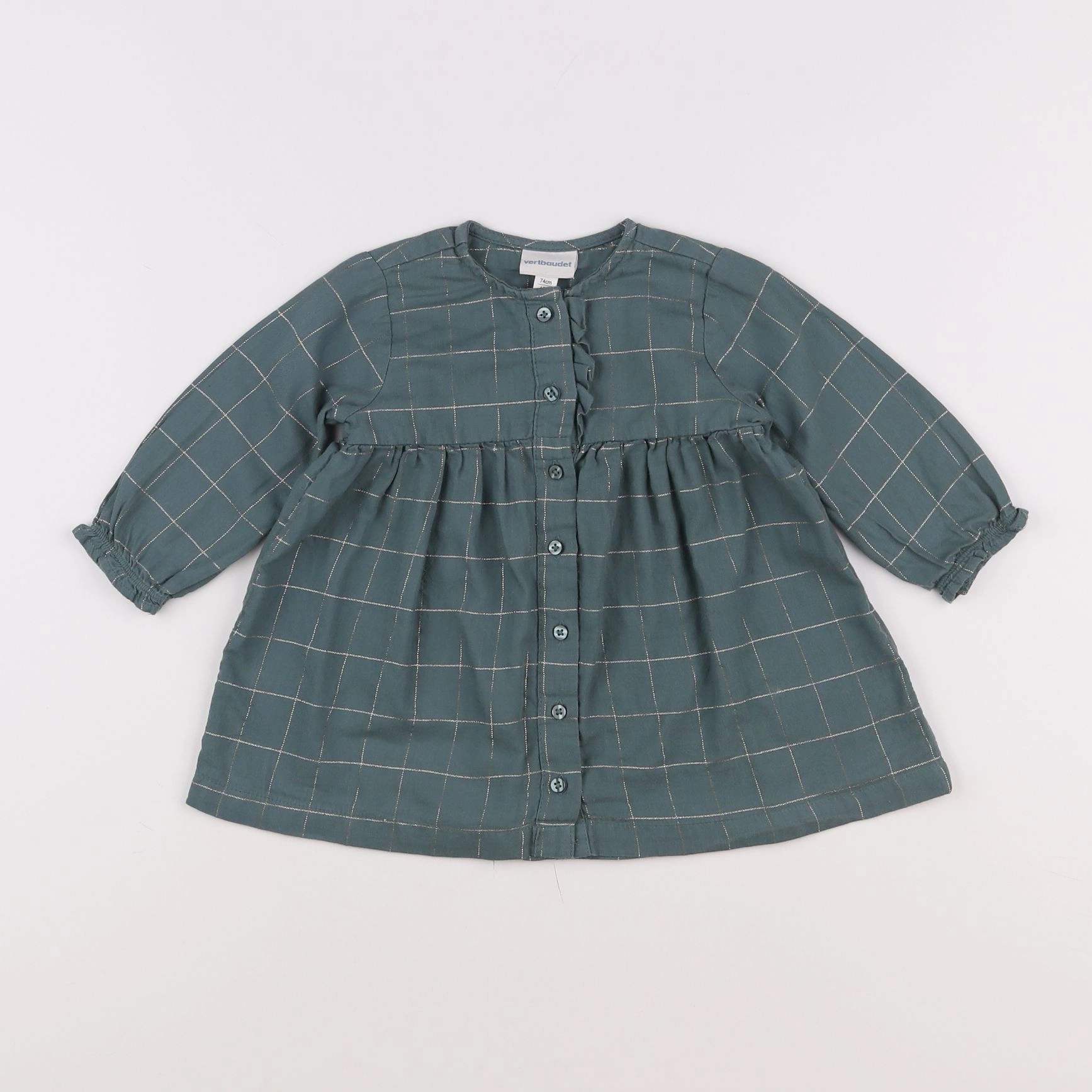 Vertbaudet - robe vert, or - 12 mois