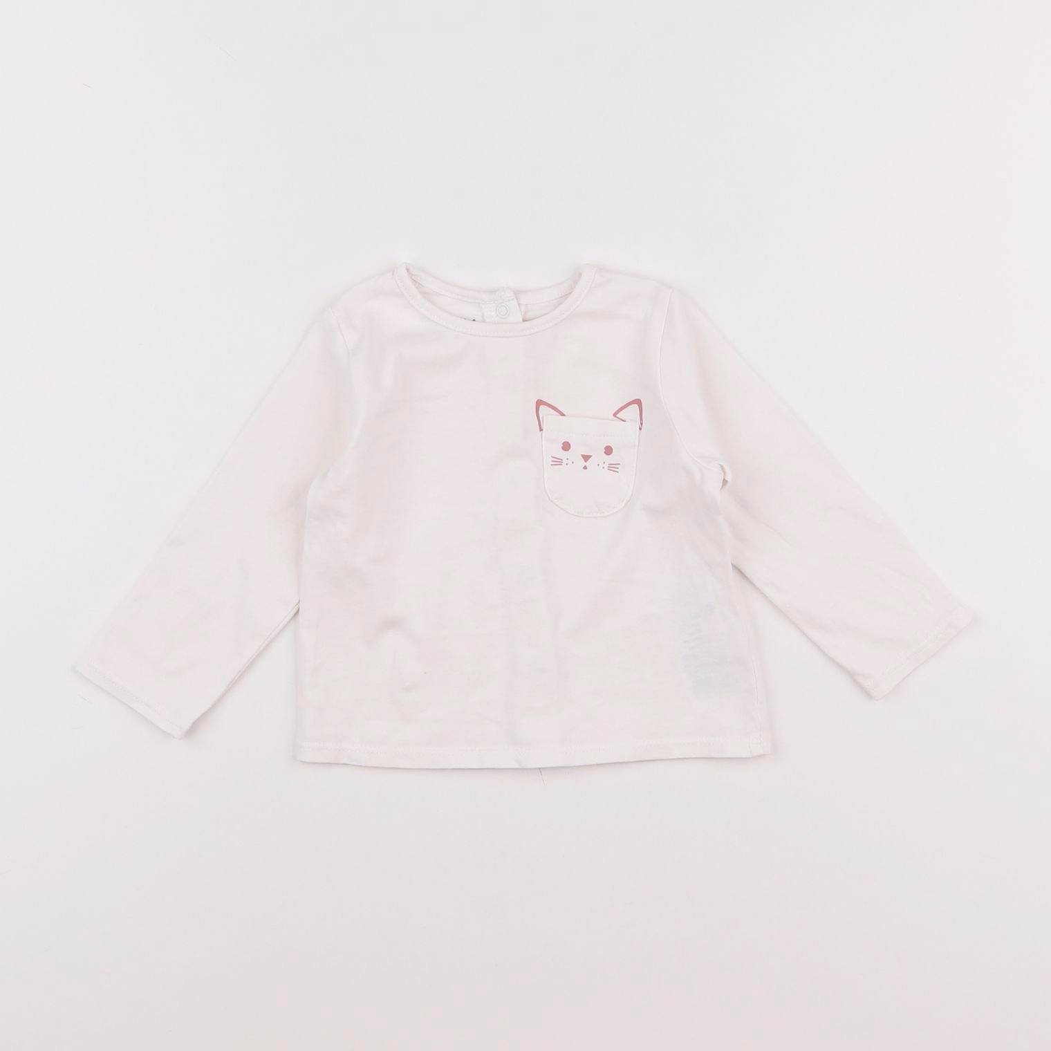 Vertbaudet - tee-shirt blanc, rose - 6 mois