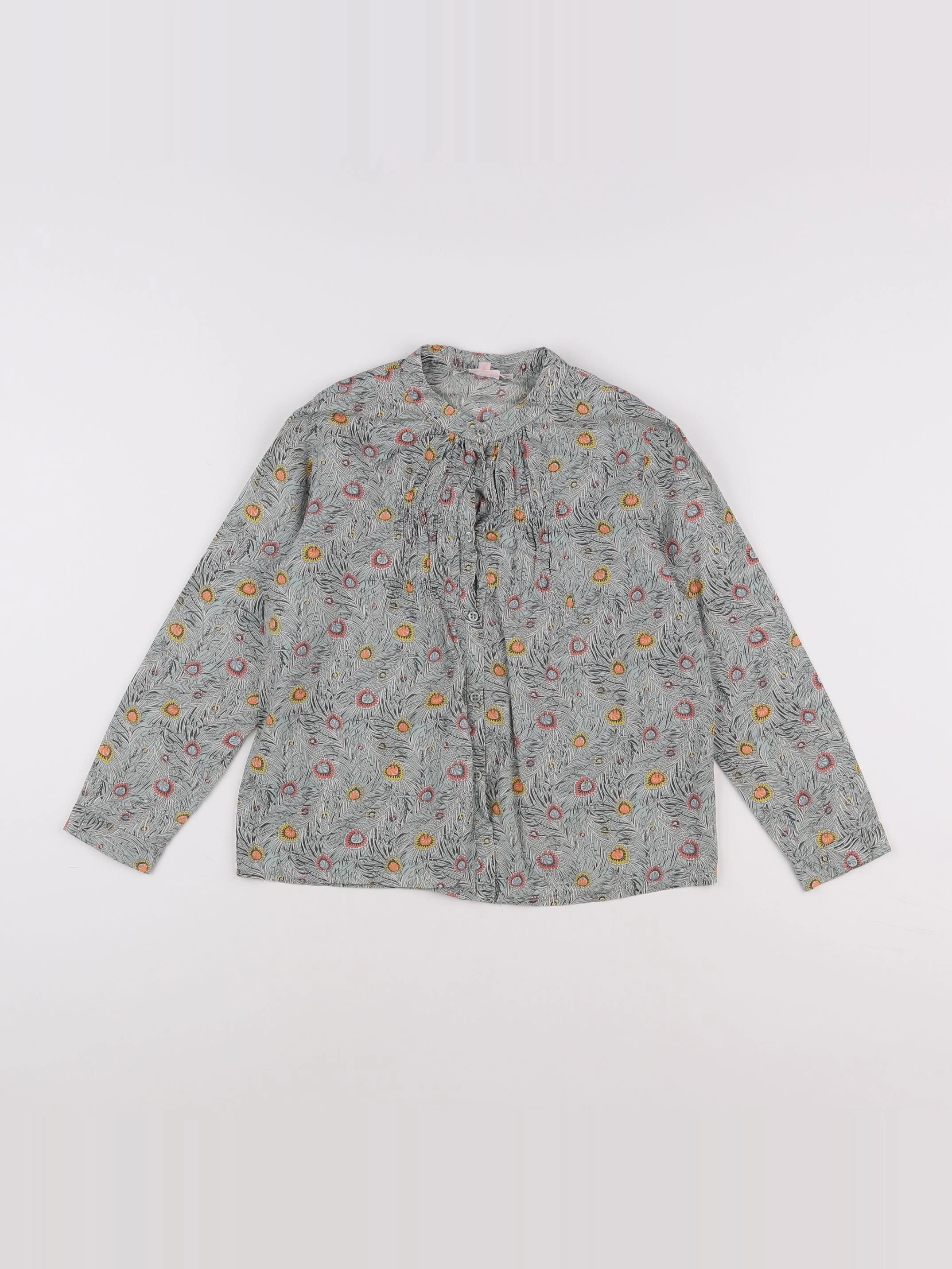 Bonpoint - blouse gris, orange - 8 ans