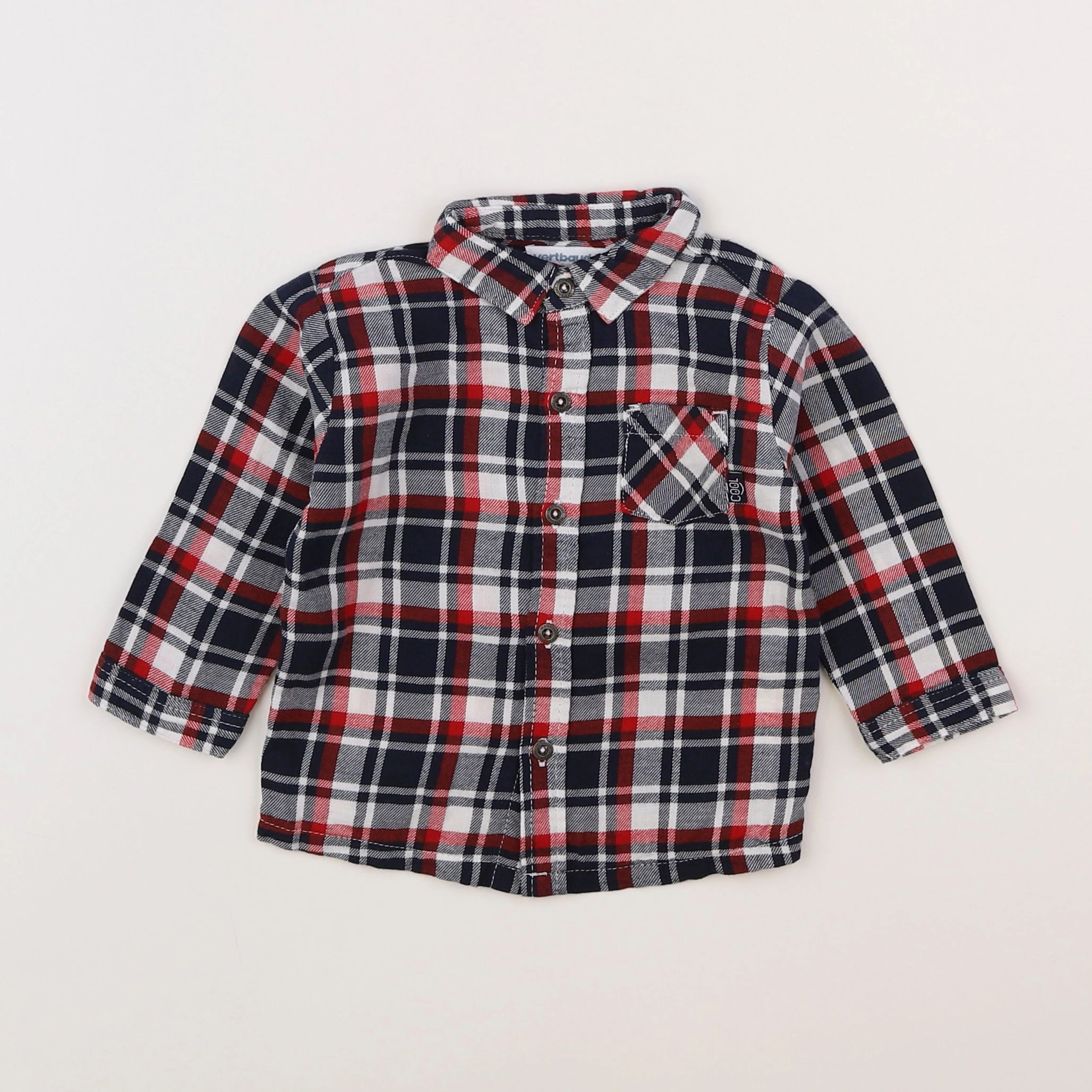Vertbaudet - chemise bleu - 6 mois
