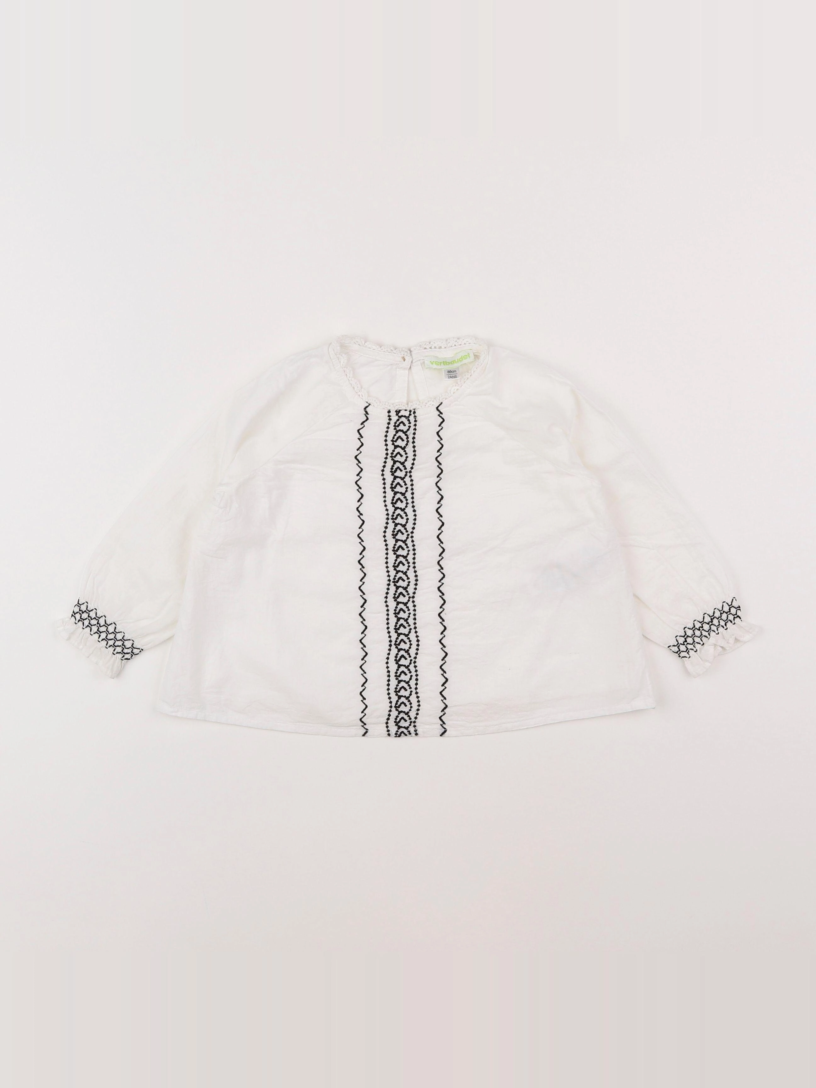Vertbaudet - blouse blanc, noir - 2 ans