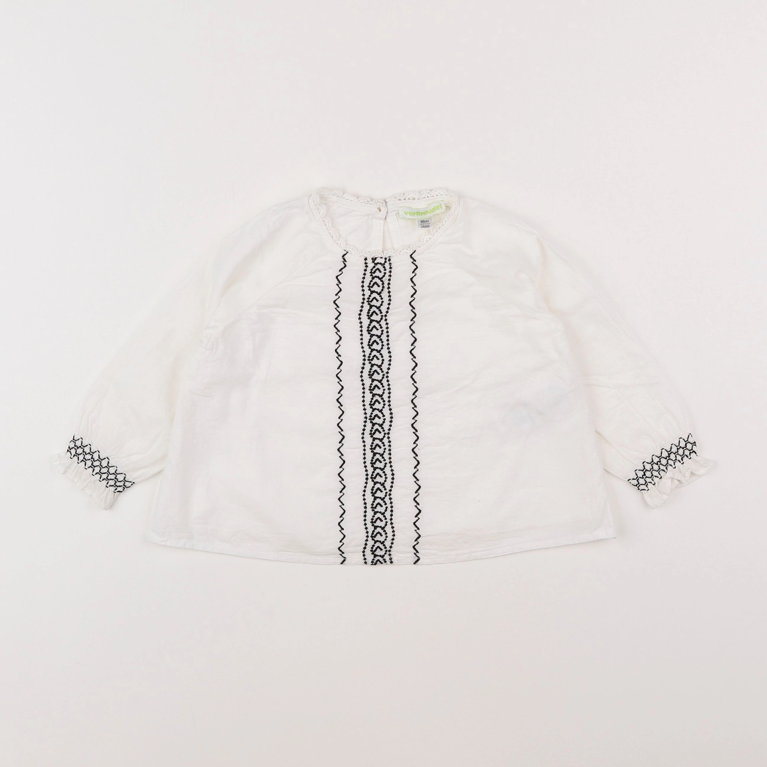 Vertbaudet - blouse blanc, noir - 2 ans