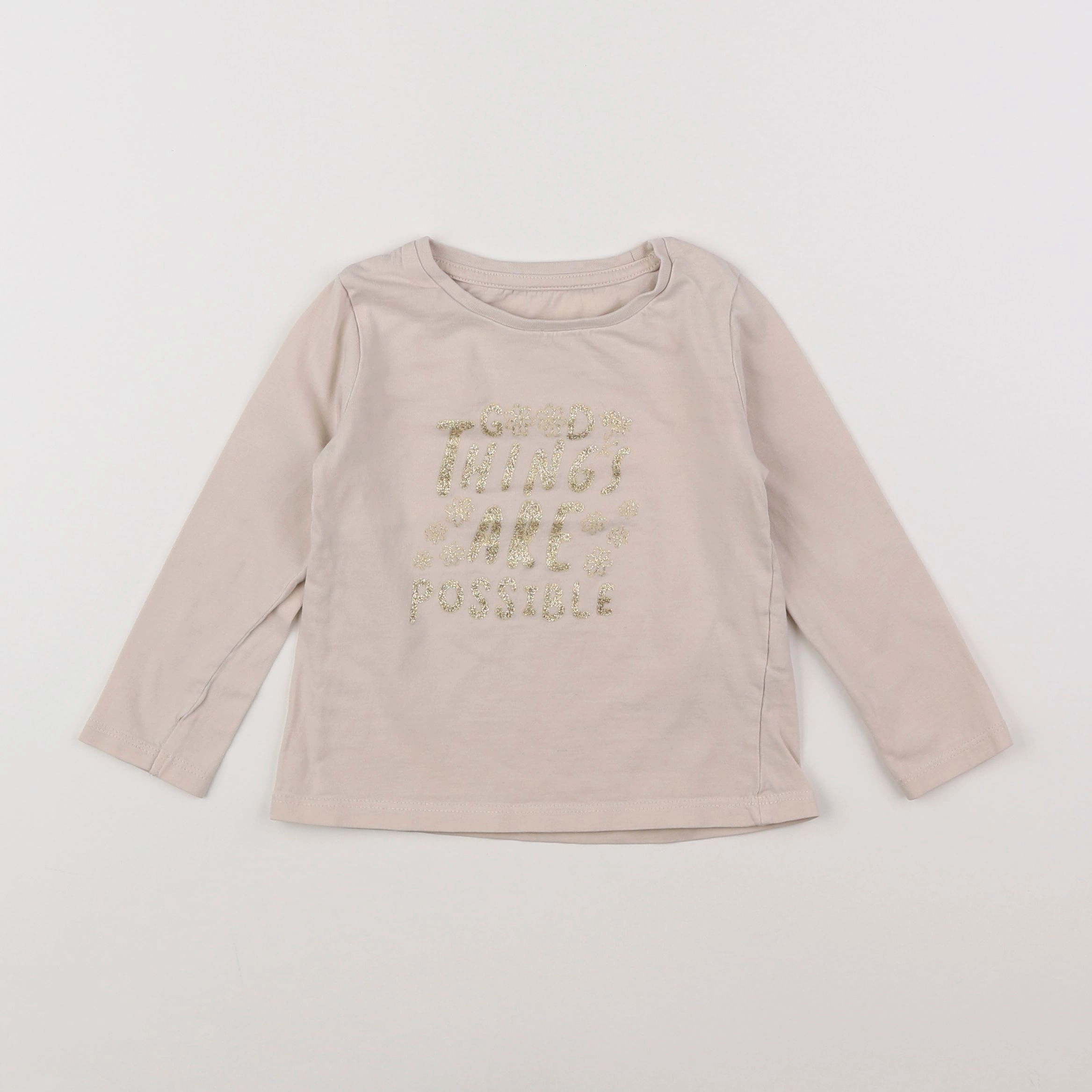 Vertbaudet - tee-shirt beige - 2 ans