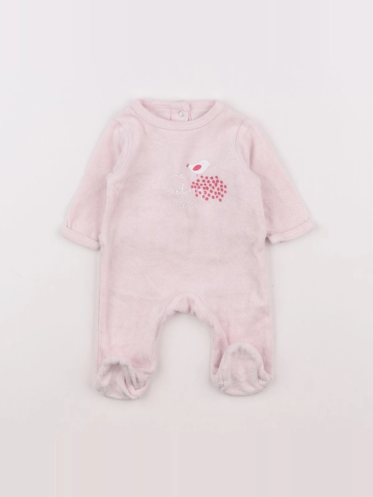 Vertbaudet - pyjama velours rose - 0 mois