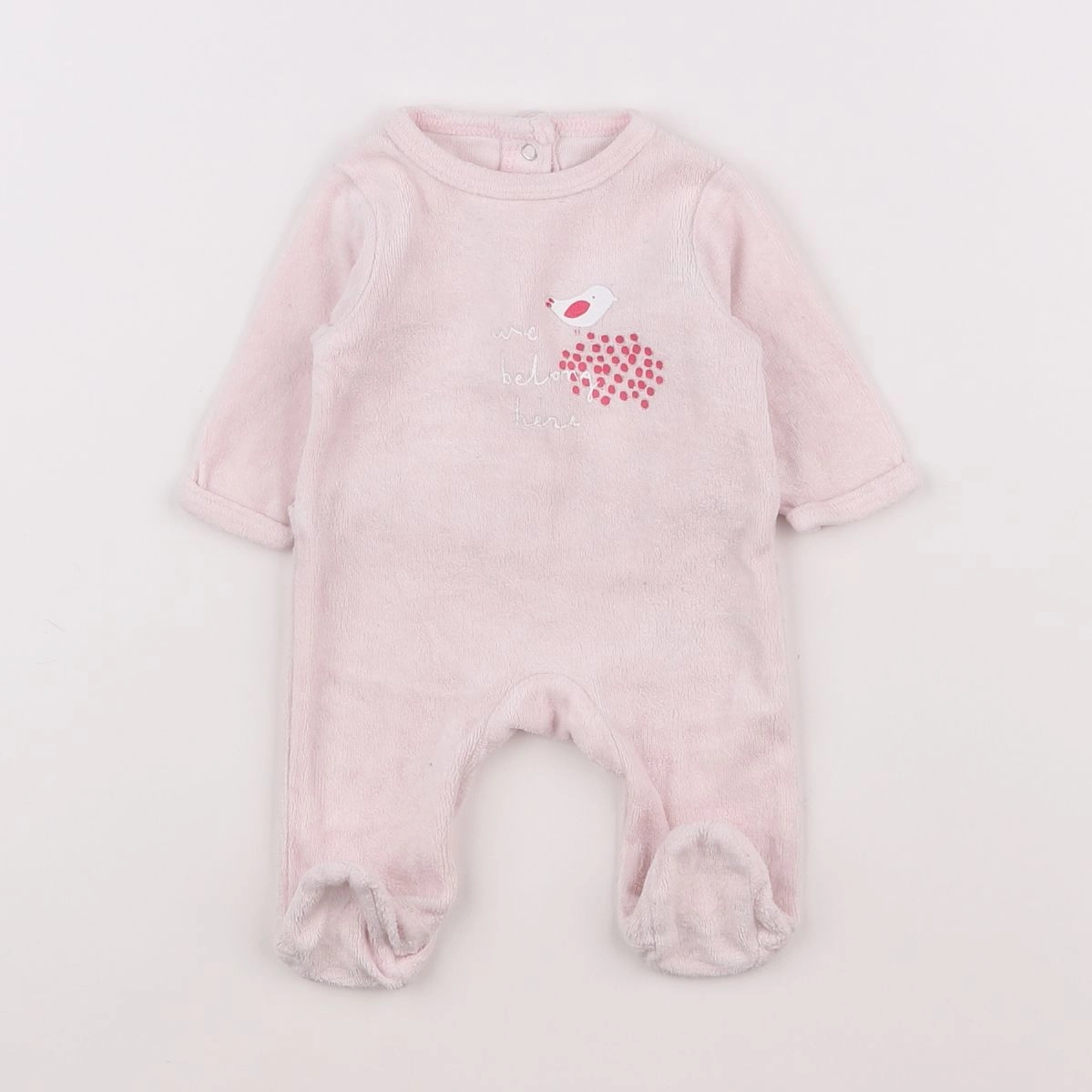 Vertbaudet - pyjama velours rose - 0 mois