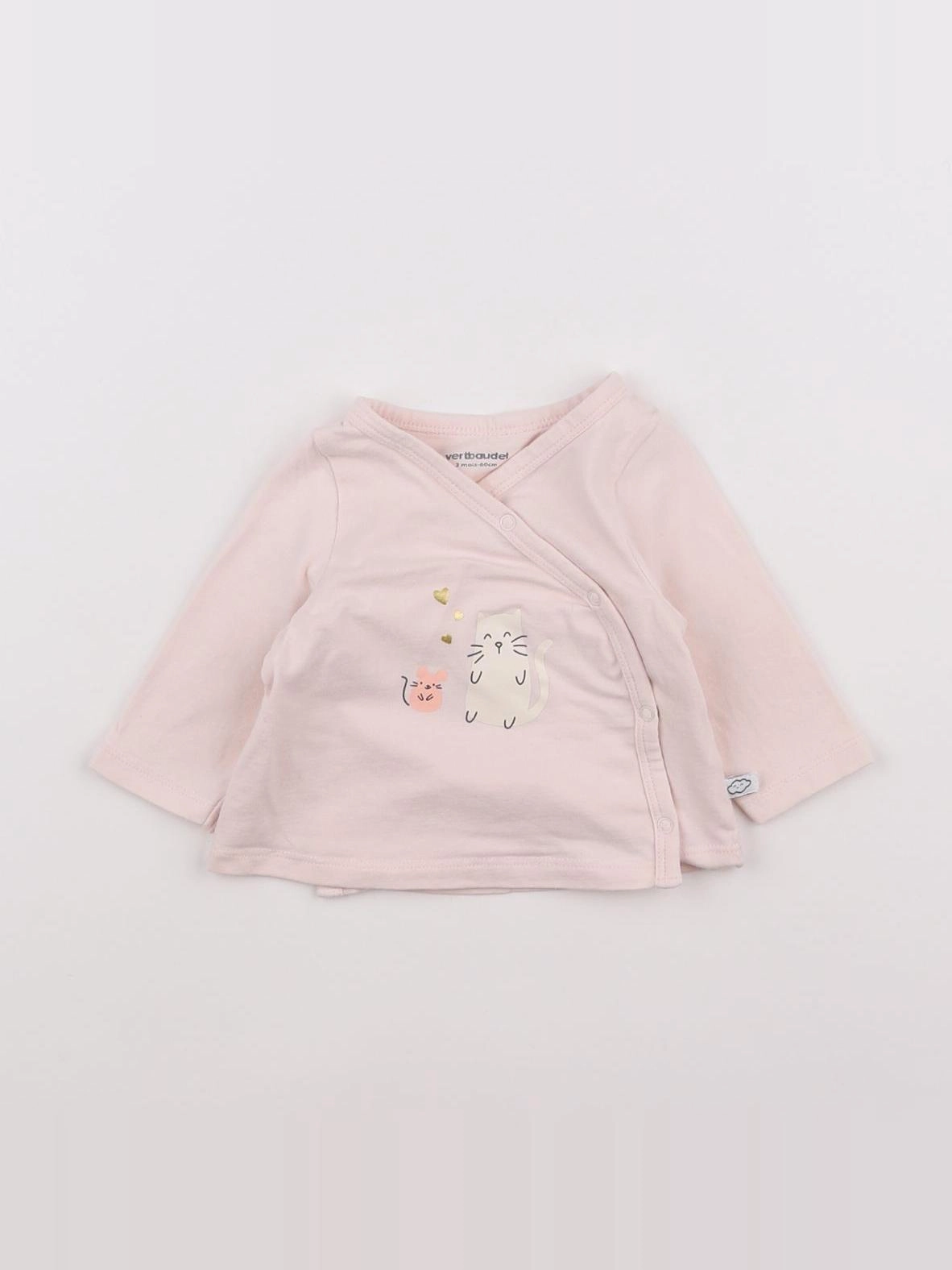 Vertbaudet - tee-shirt rose - 3 mois