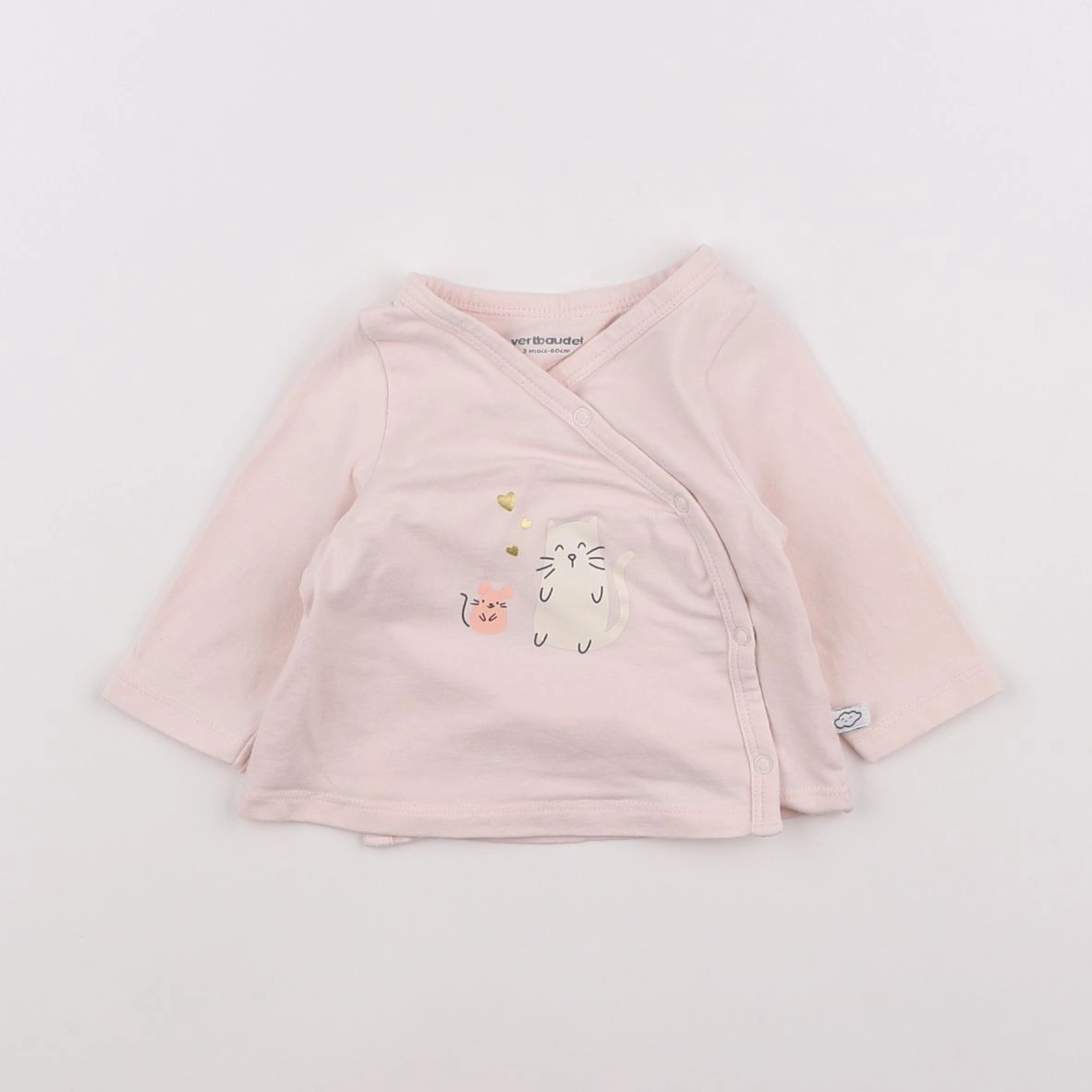 Vertbaudet - tee-shirt rose - 3 mois