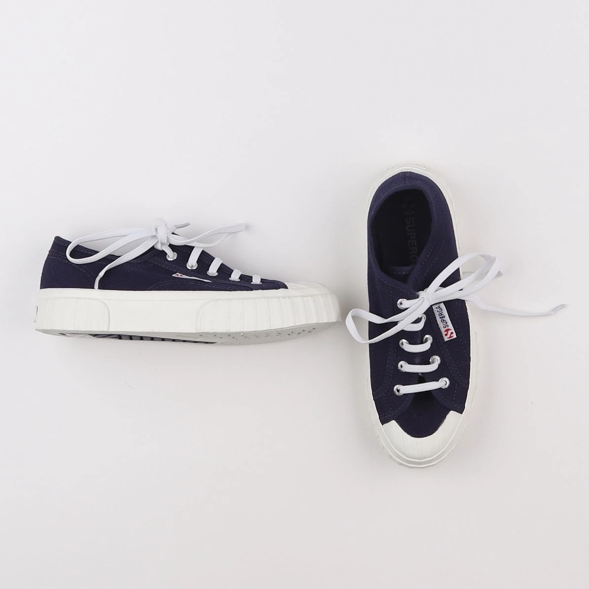 Superga - tennis à scratch/ lacets bleu - pointure 34