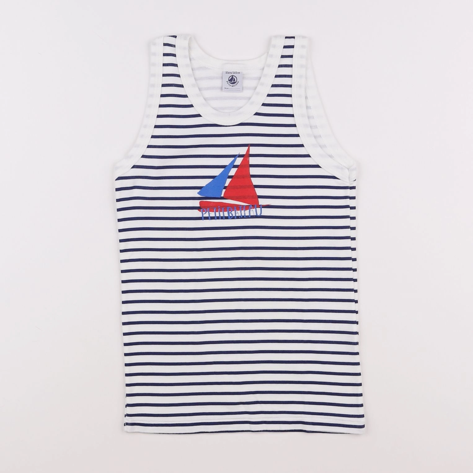 Petit Bateau - maillot de corps bleu, blanc - 10 ans