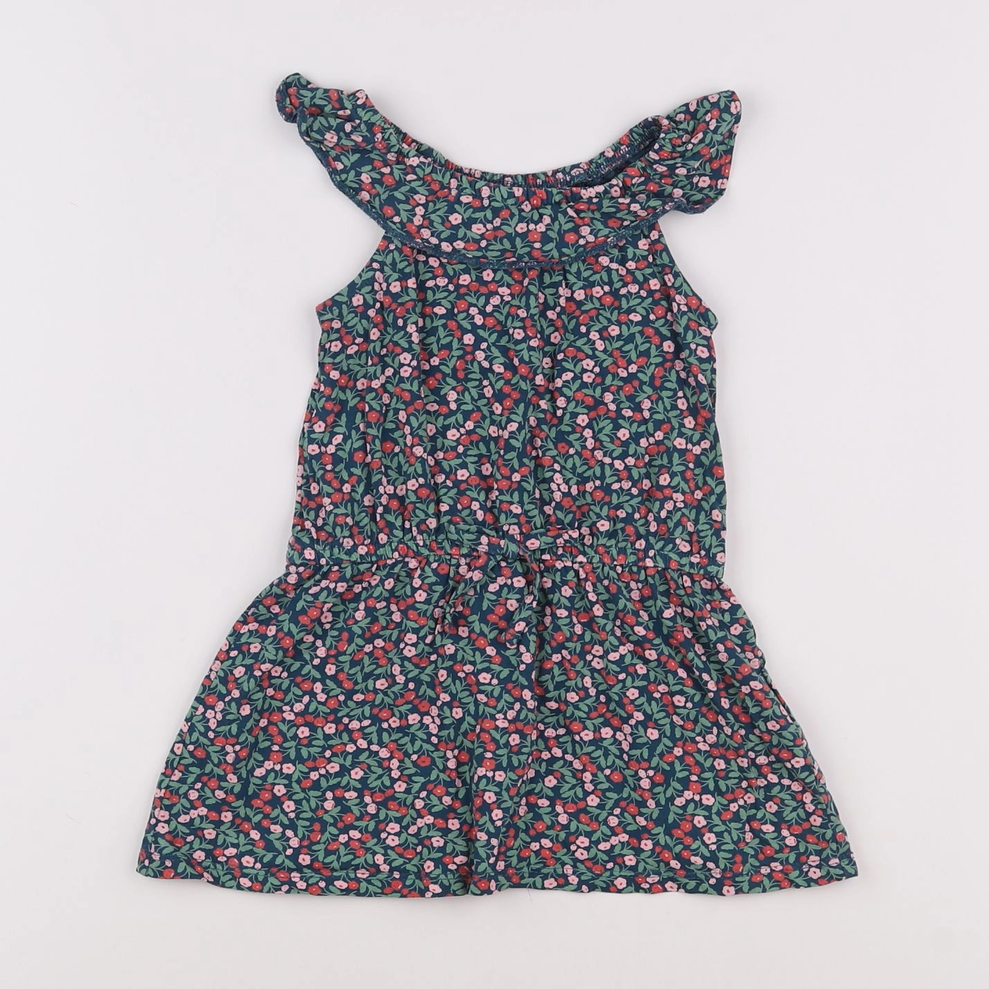 Vertbaudet - robe vert, rouge - 2 ans