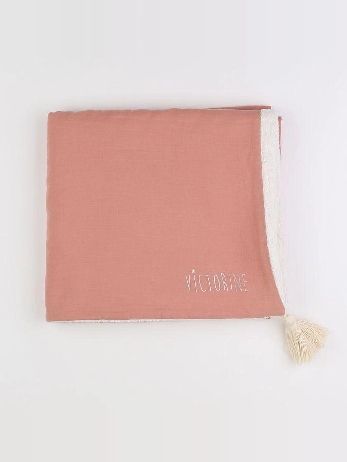 Petit Picotin - "VICTORINE" serviette de bain rose - 130X75 cm