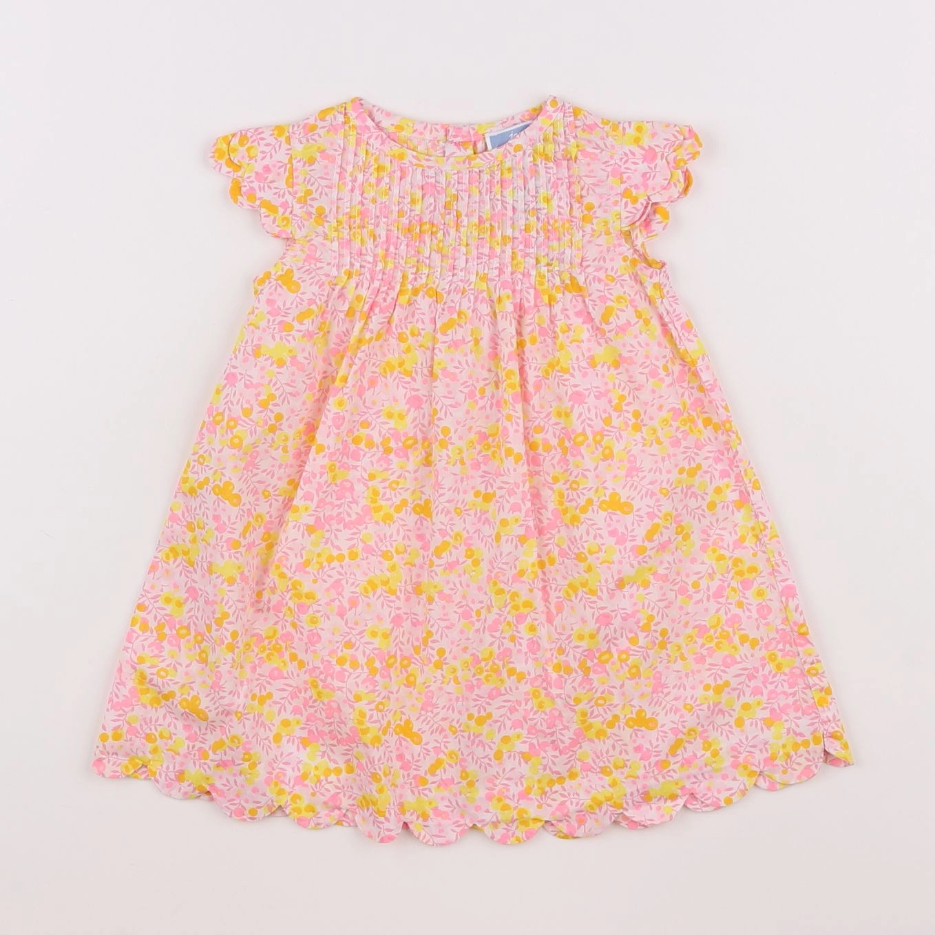 Jacadi - robe liberty jaune, rose - 12 mois