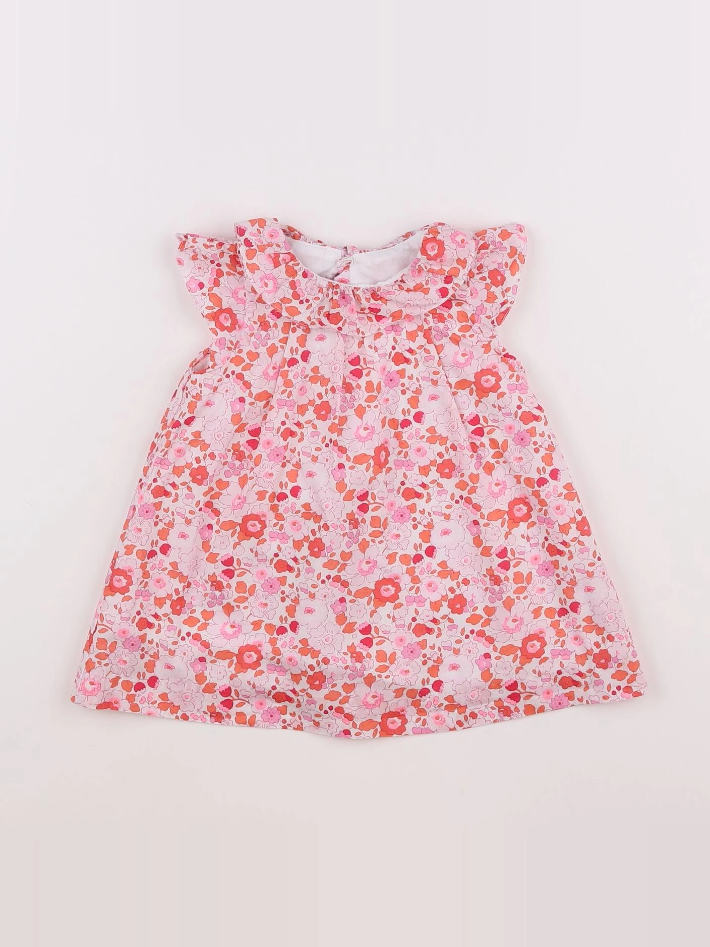 Jacadi - robe liberty blanc, rose - 12 mois