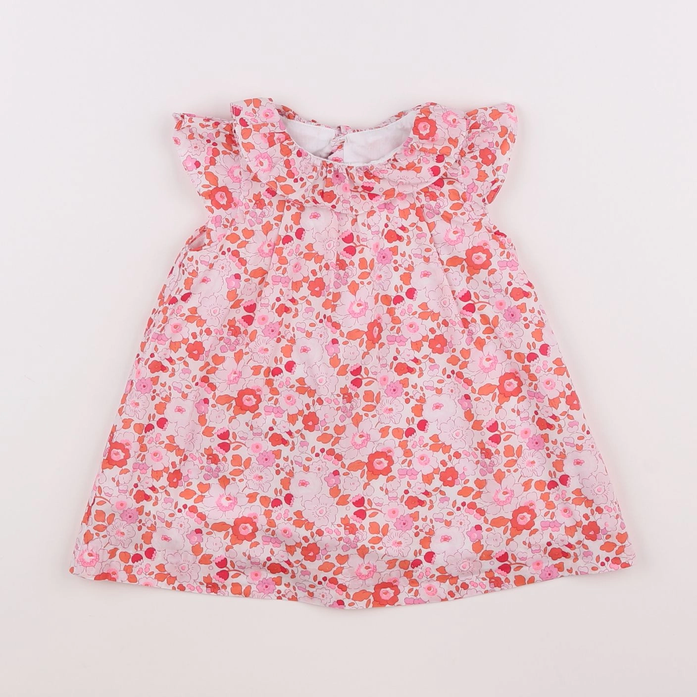 Jacadi - robe liberty blanc, rose - 12 mois