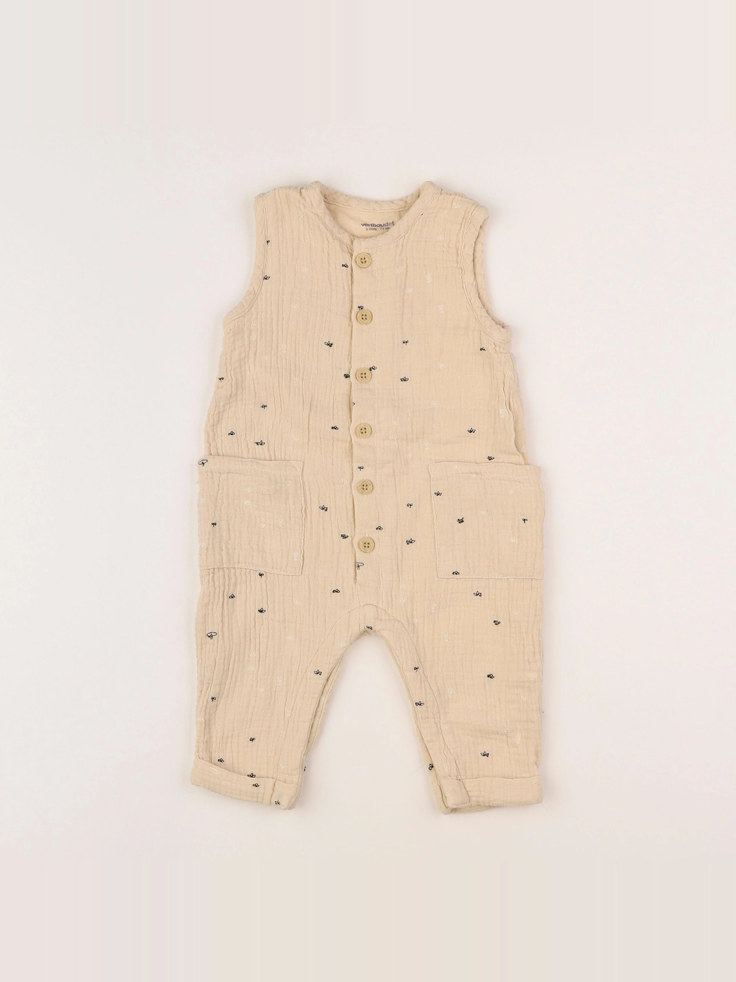 Vertbaudet - combinaison beige - 9 mois