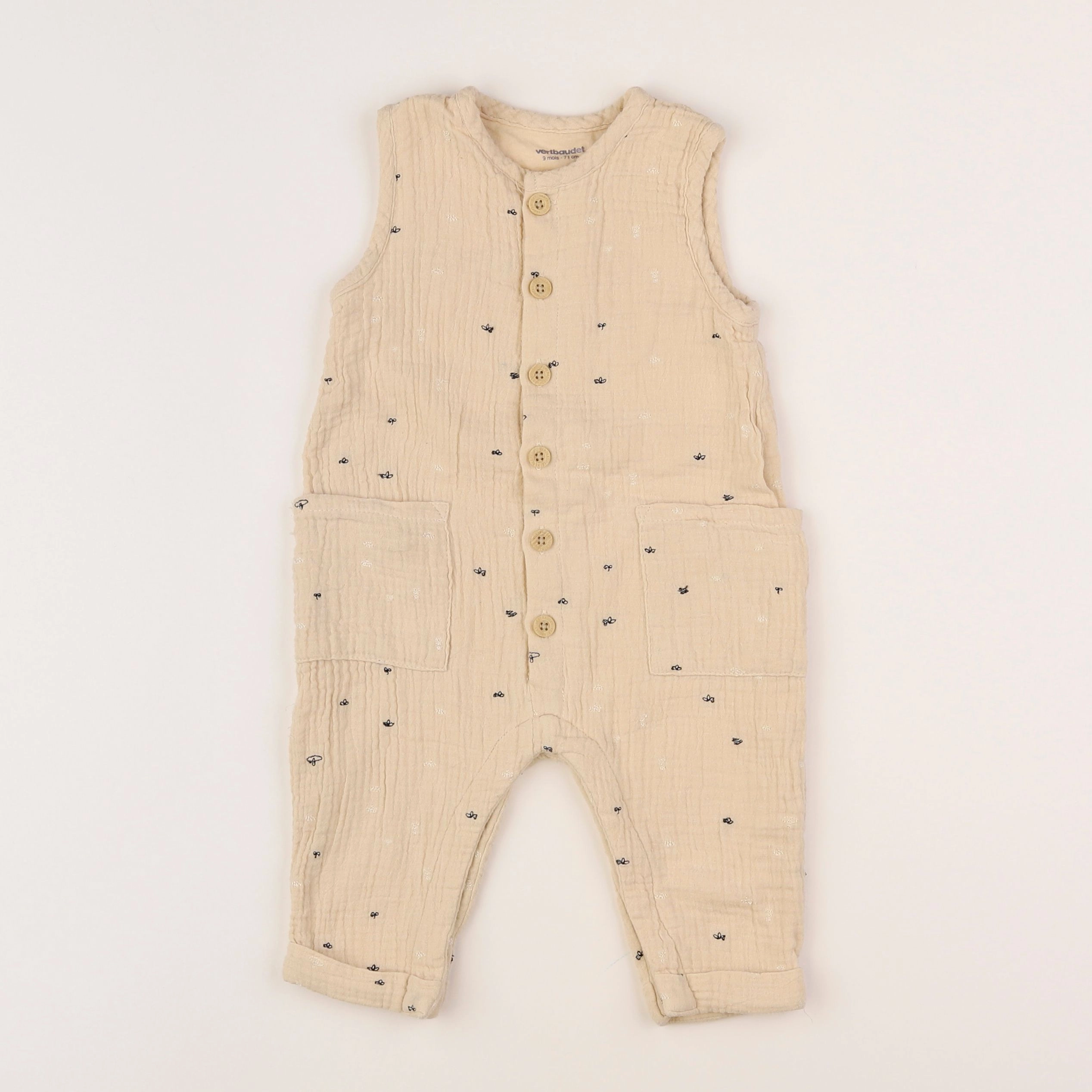 Vertbaudet - combinaison beige - 9 mois