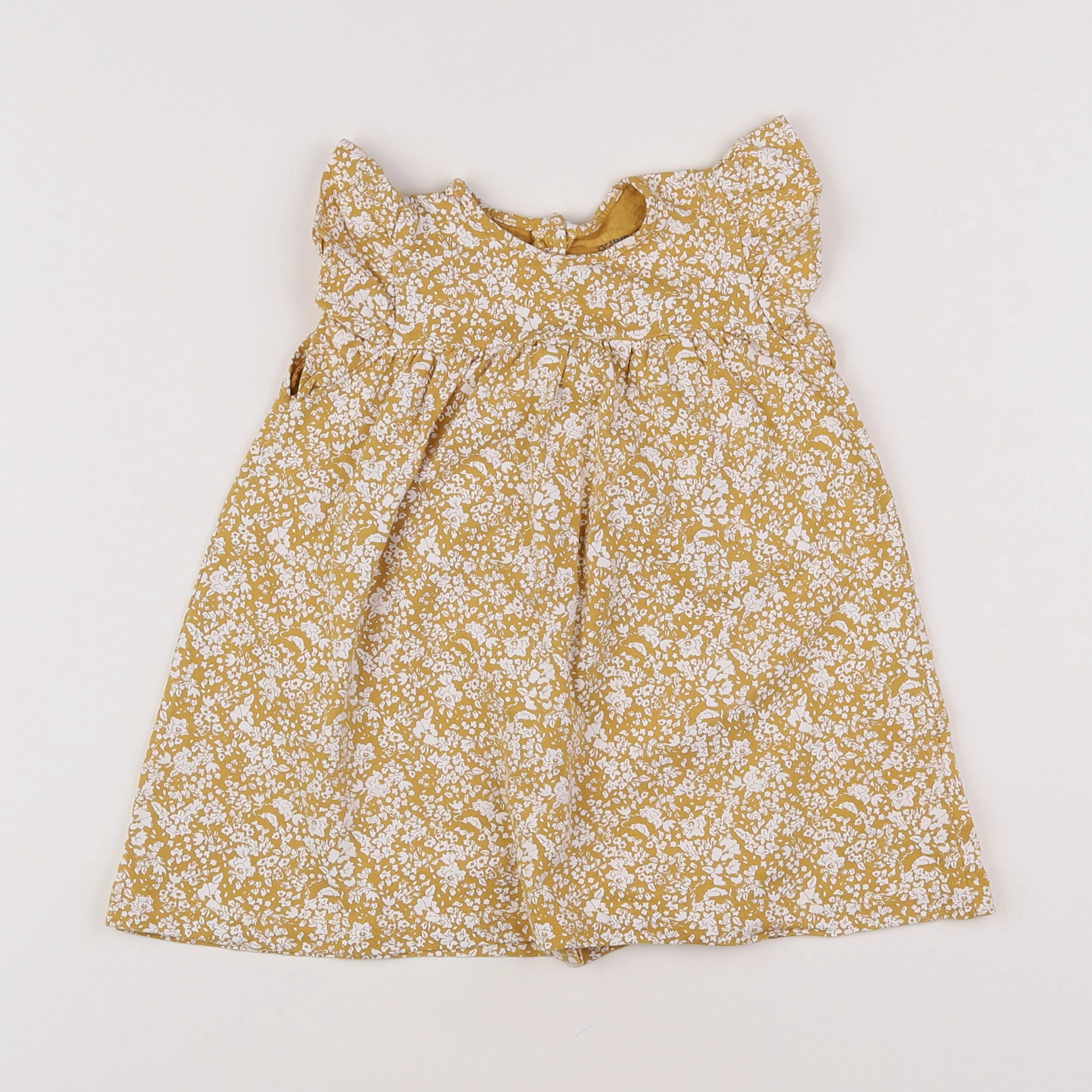 Vertbaudet - robe jaune, blanc - 12 mois