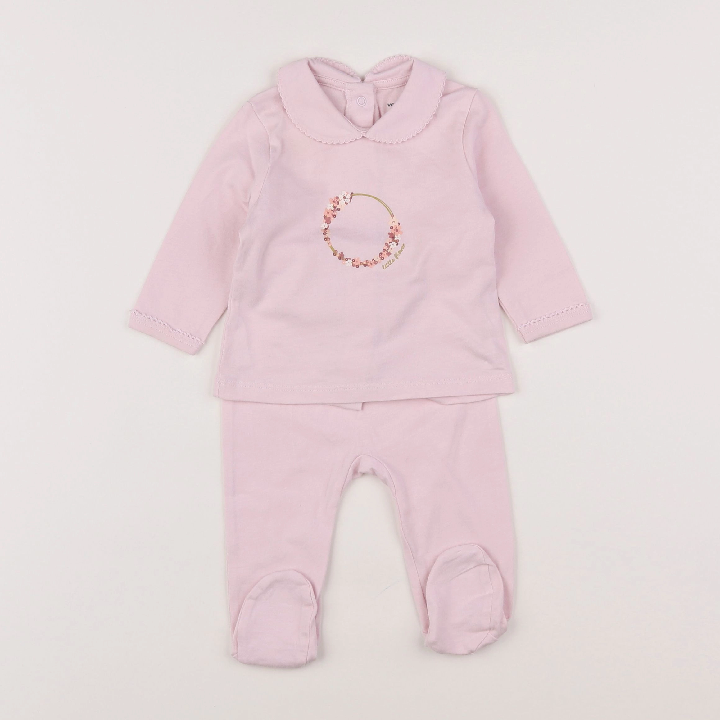 Vertbaudet - pyjama coton rose - 3 mois