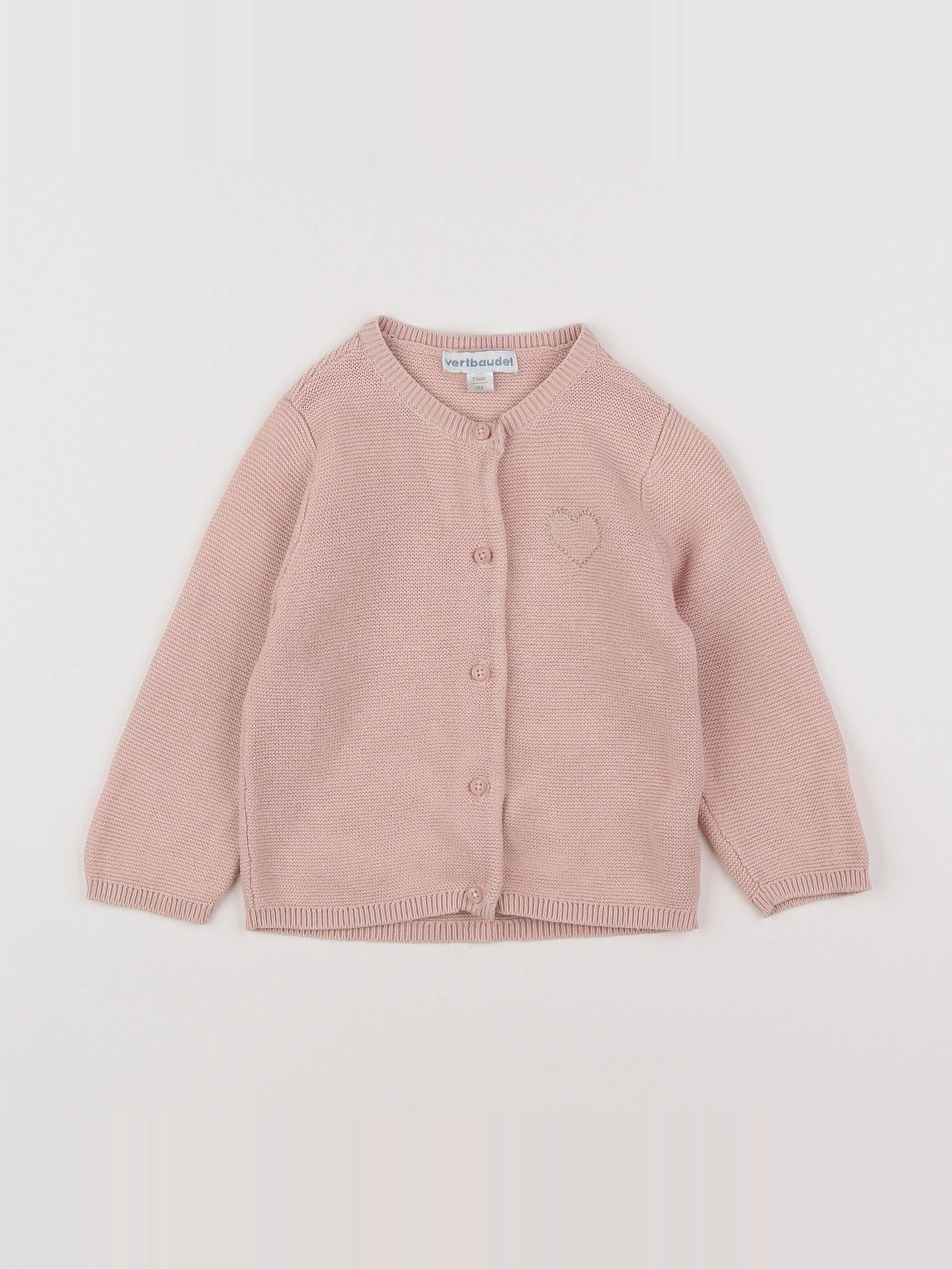 Vertbaudet - gilet rose - 9 mois