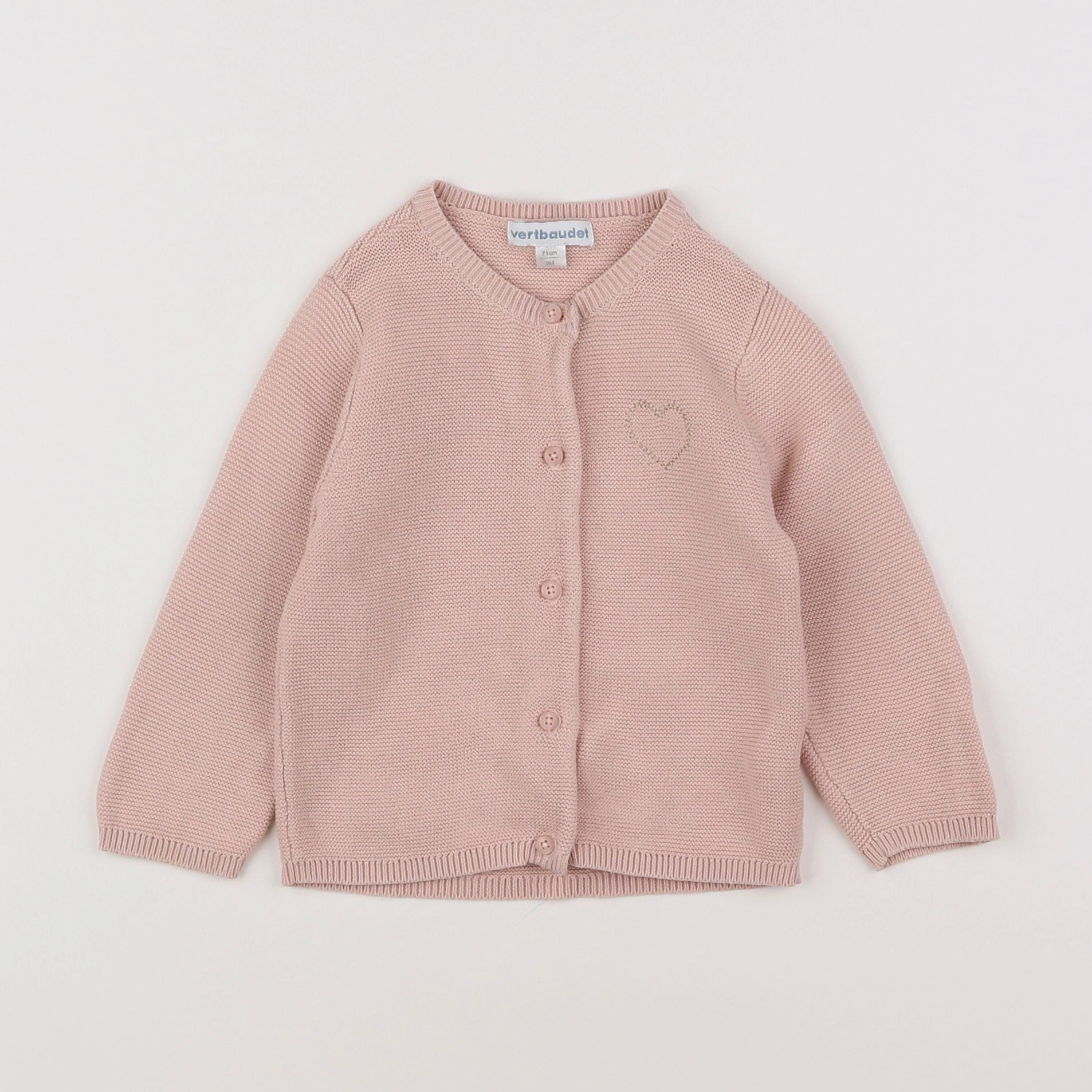 Vertbaudet - gilet rose - 9 mois