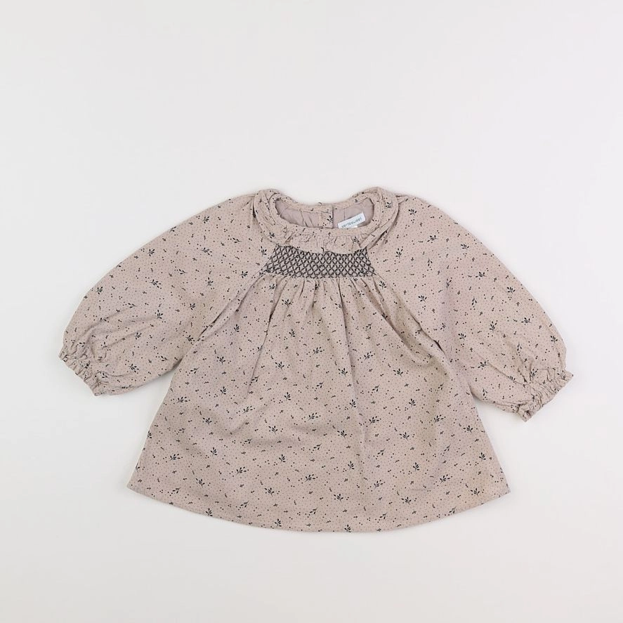 Vertbaudet - robe beige, bleu - 18 mois