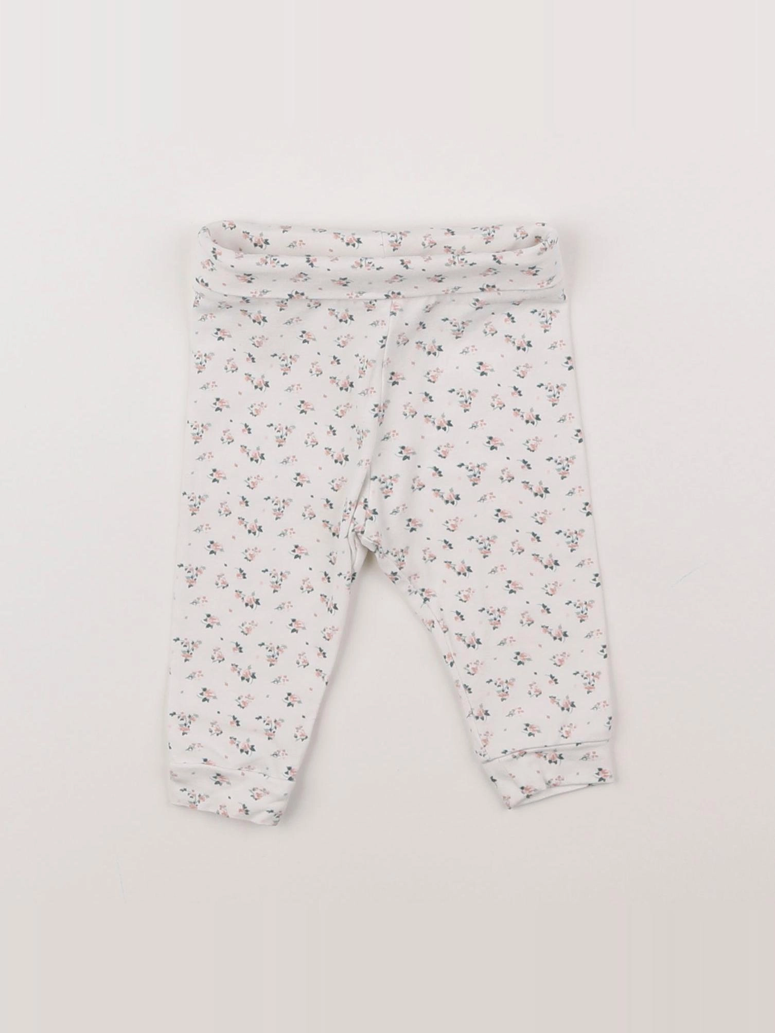 Vertbaudet - legging blanc, rose - 3 mois