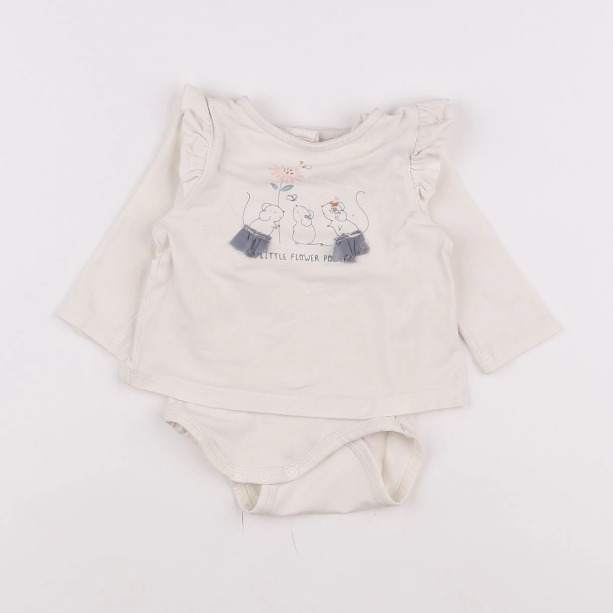 Vertbaudet - body tee-shirt beige - 3 mois