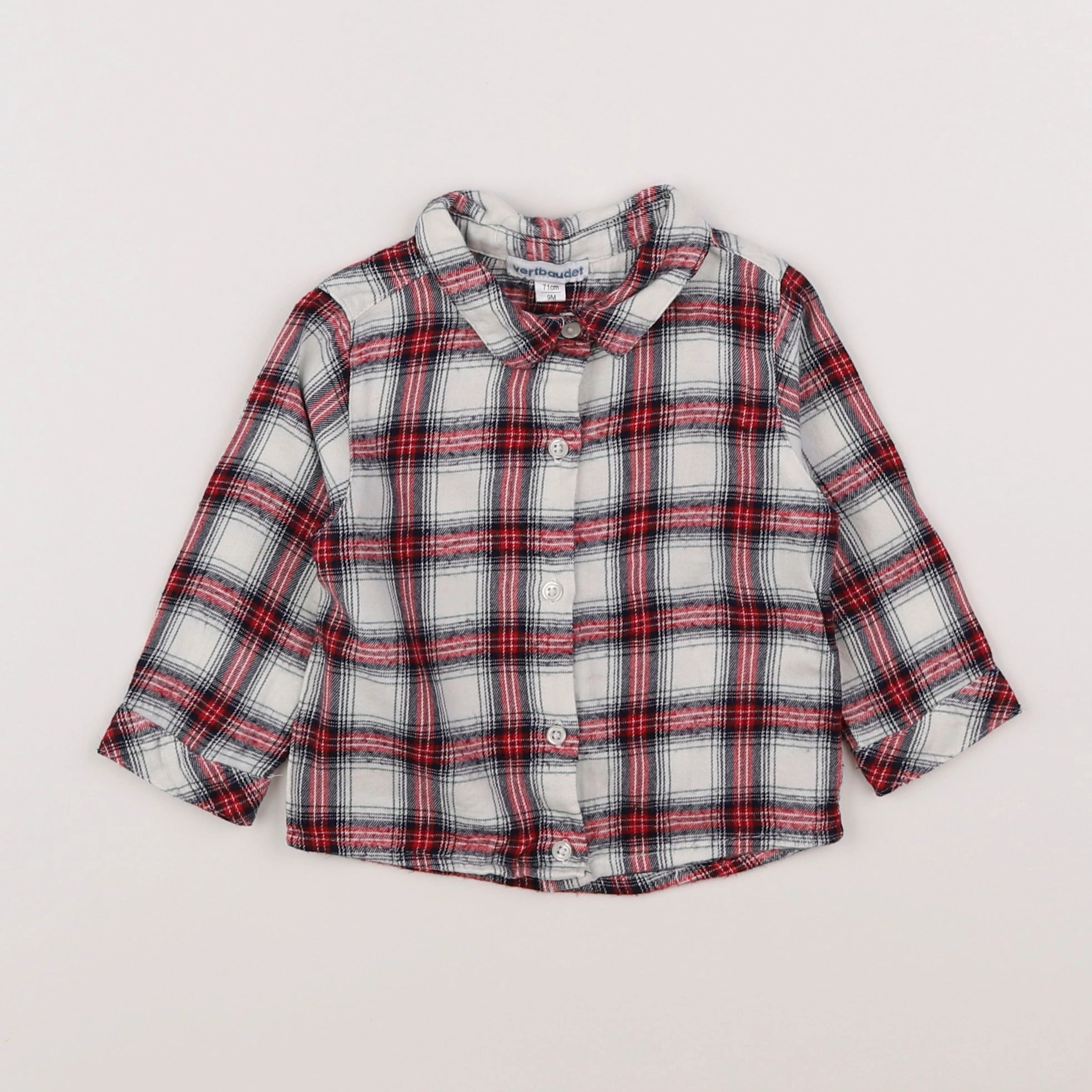 Vertbaudet - chemise rouge - 9 mois