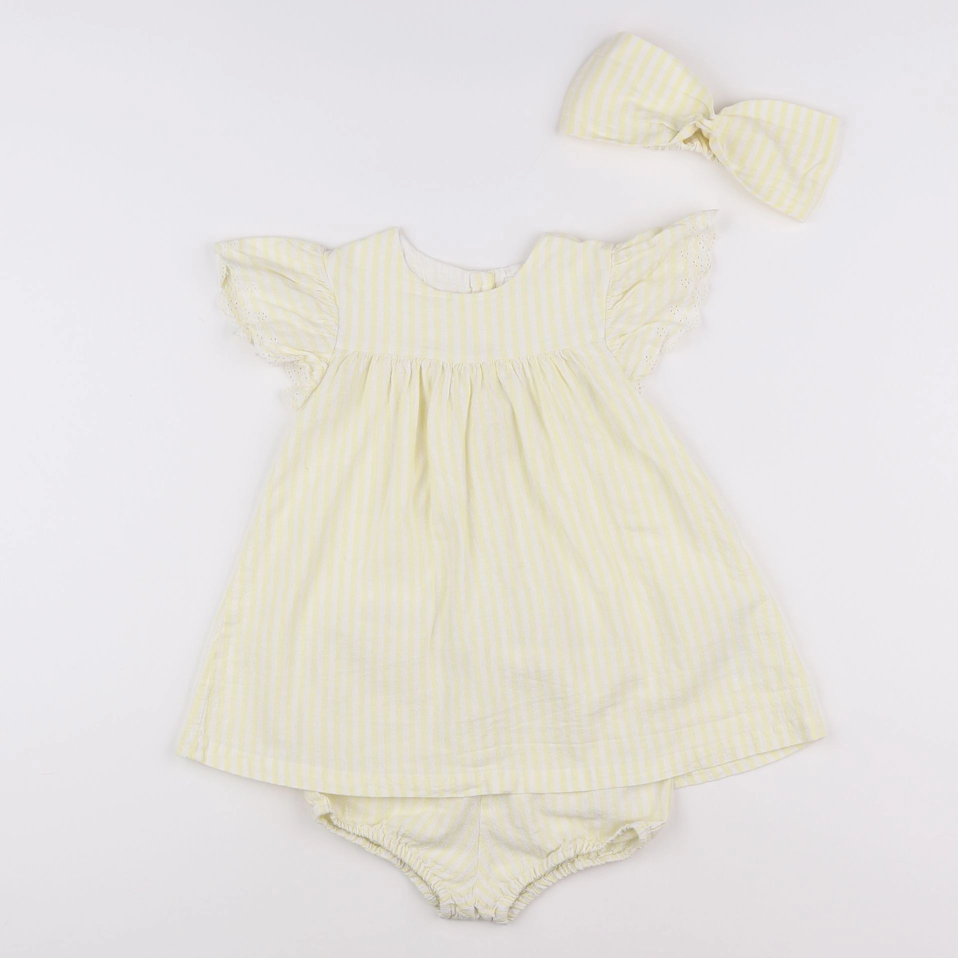 Vertbaudet - robe blanc, jaune - 9 mois