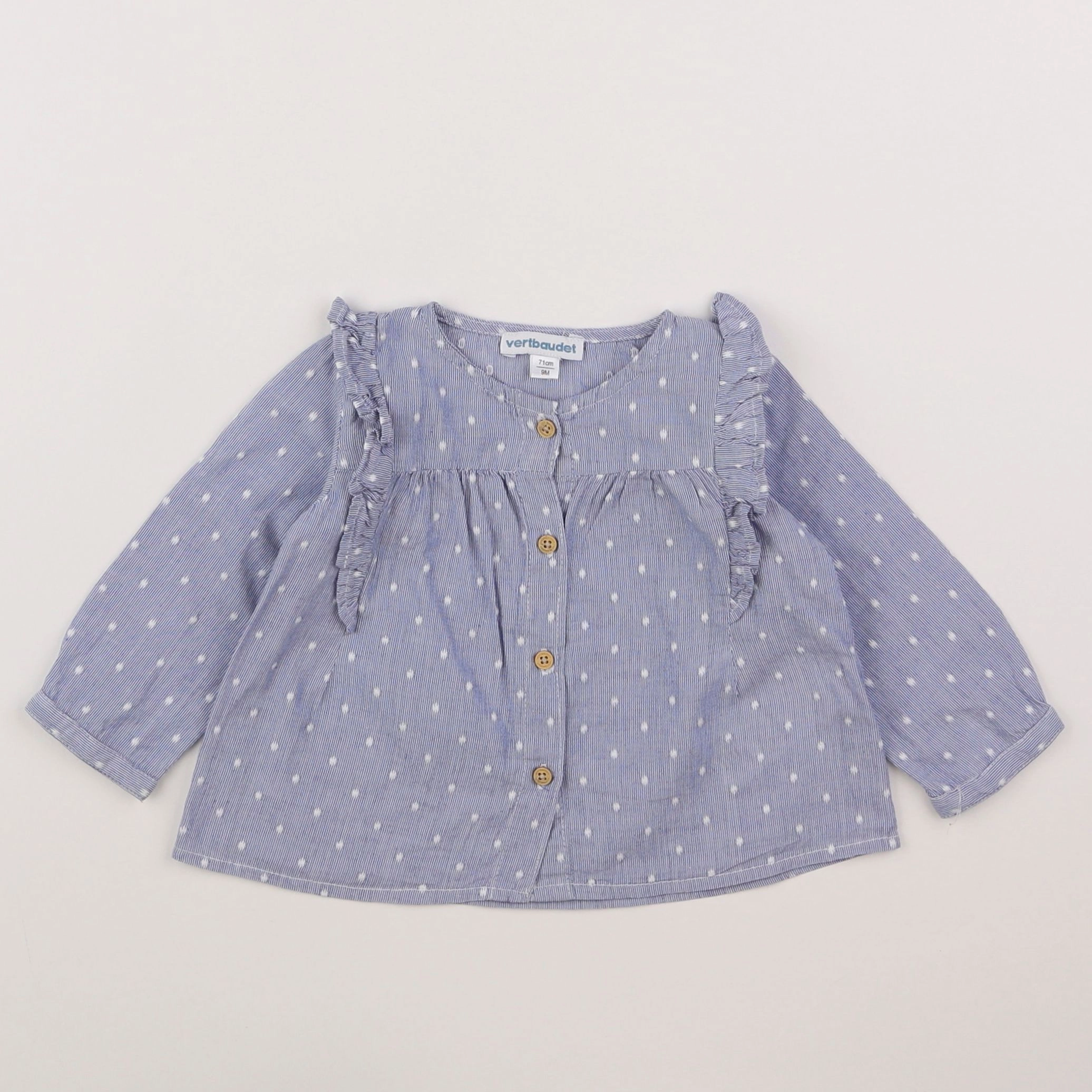 Vertbaudet - blouse bleu - 9 mois