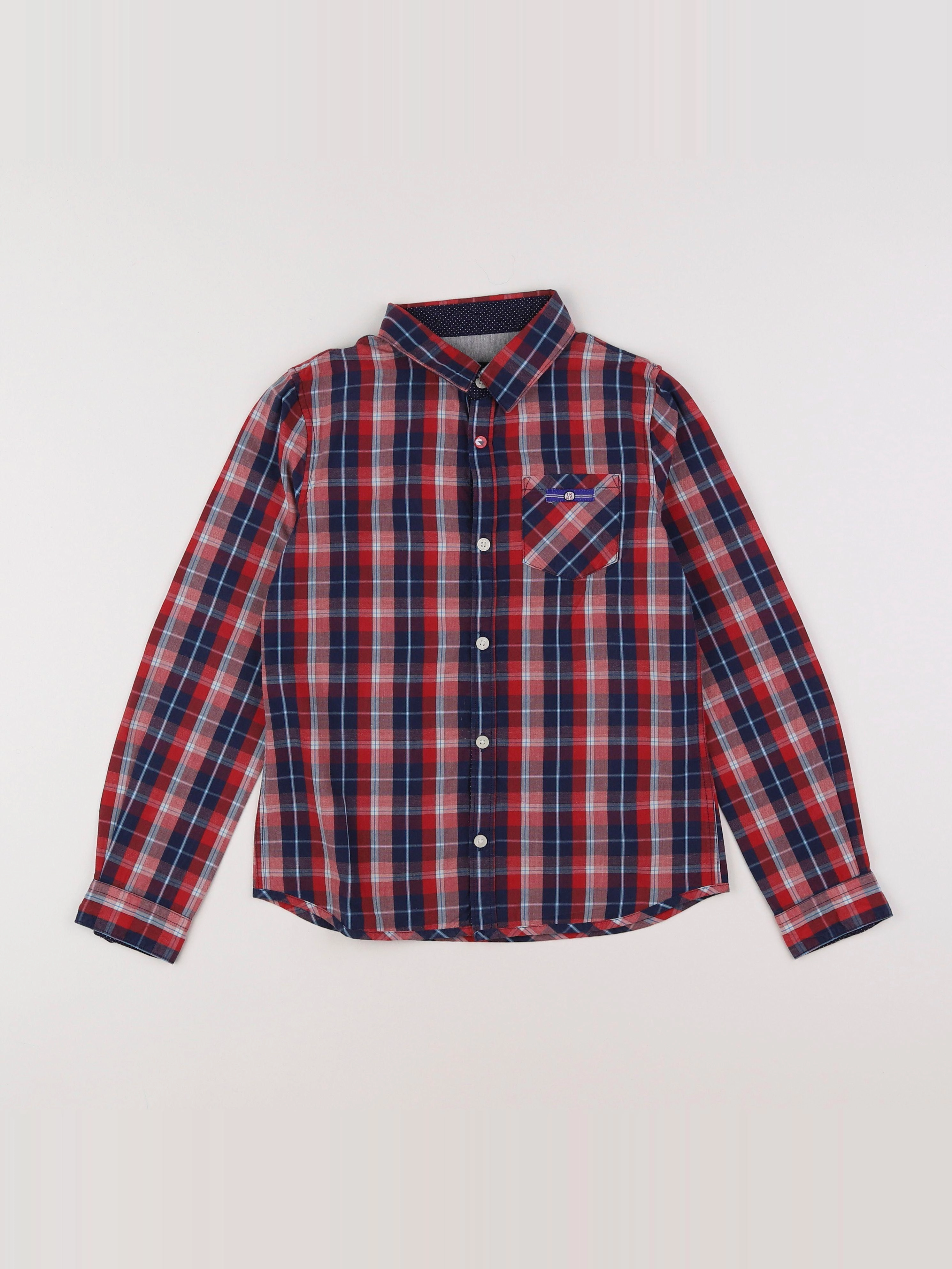 IKKS - chemise bleu, rouge - 8 ans