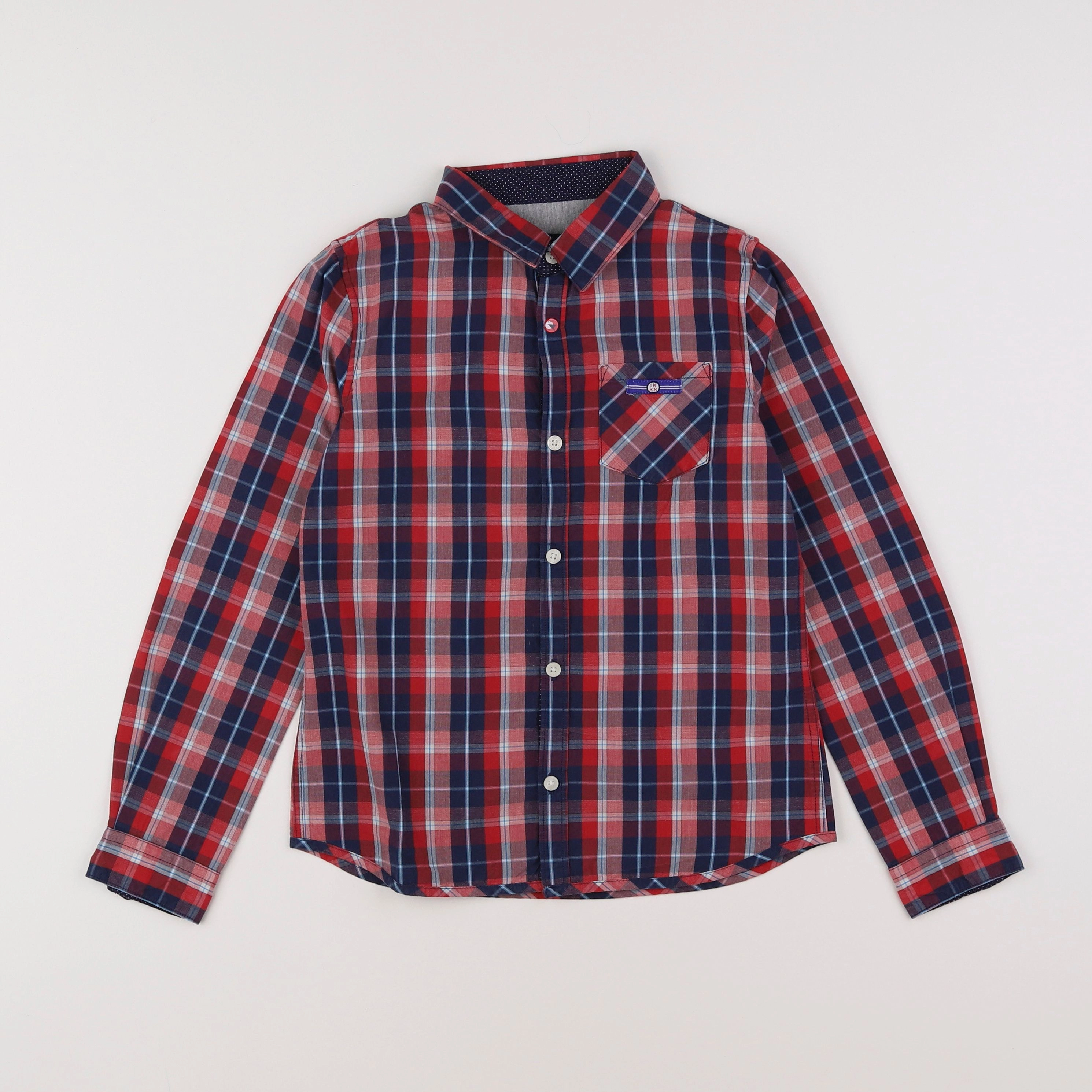 IKKS - chemise bleu, rouge - 8 ans