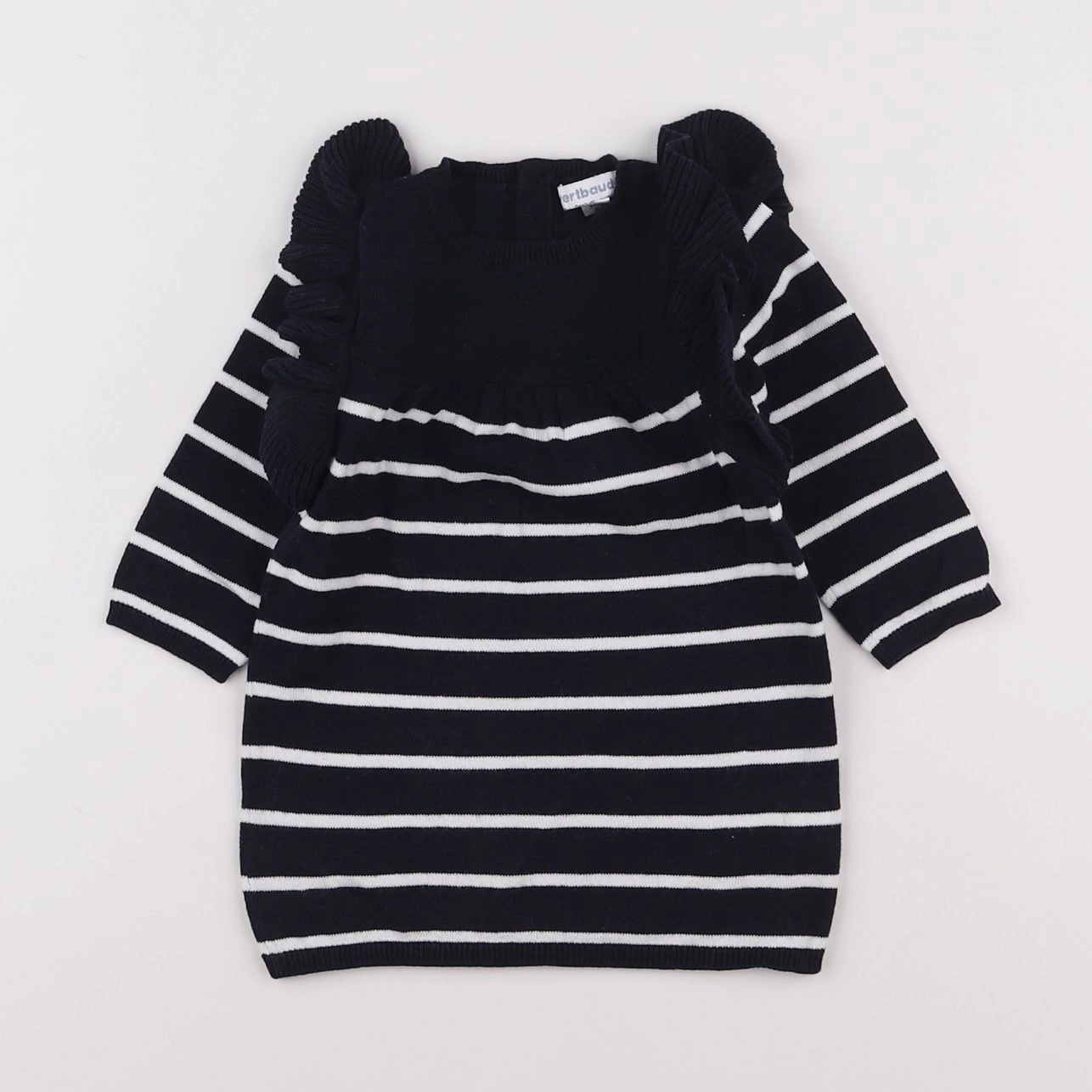 Vertbaudet - robe bleu, blanc - 6 mois