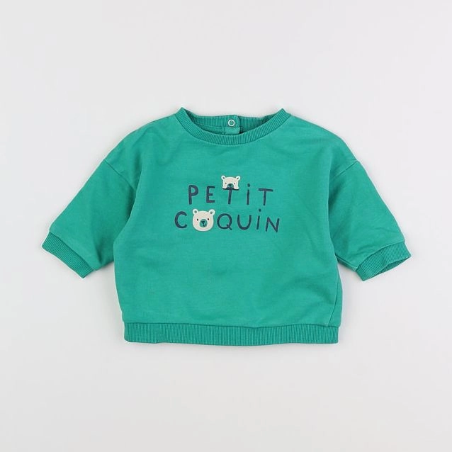 Vertbaudet - sweat vert - 6 mois