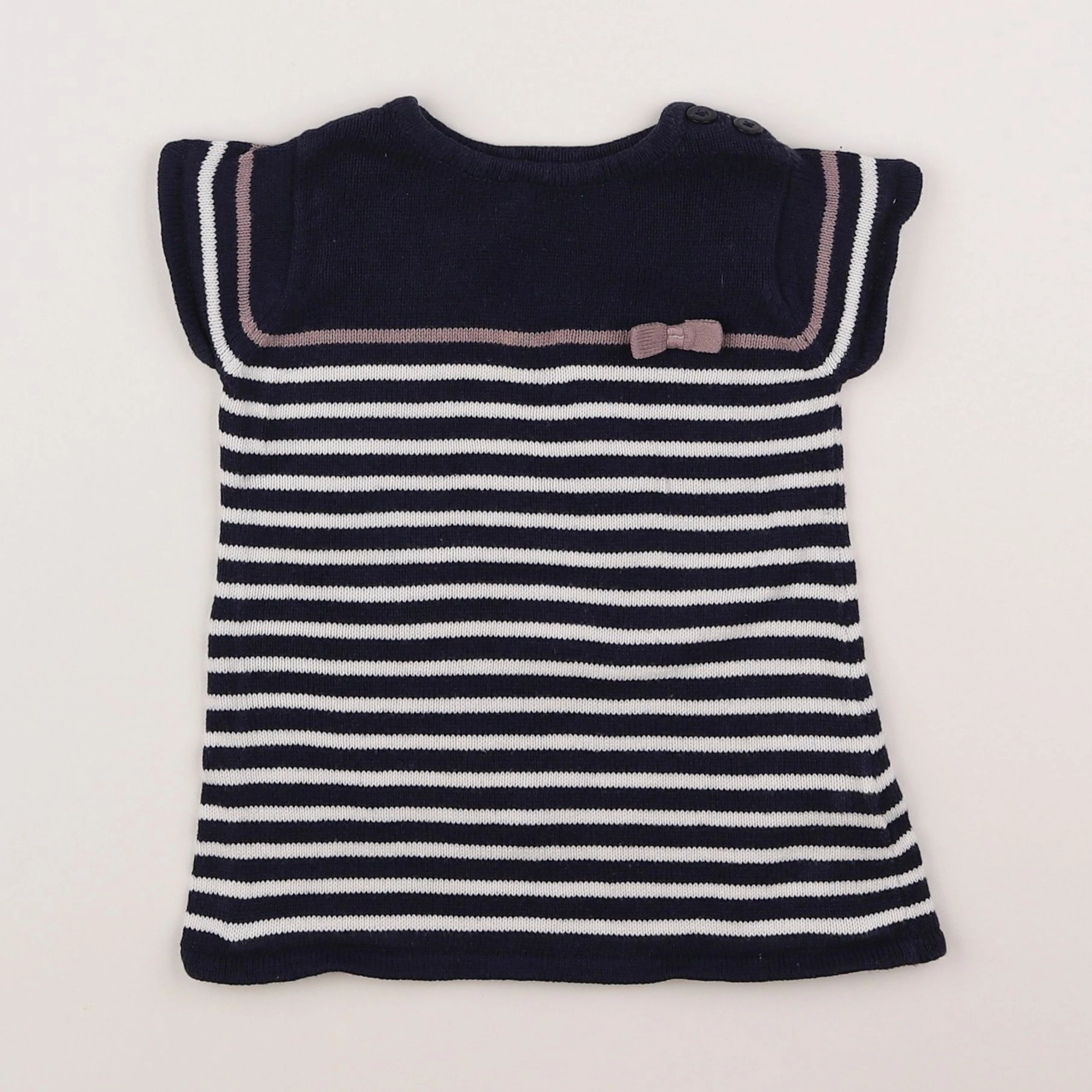 Vertbaudet - robe blanc, bleu - 6 mois