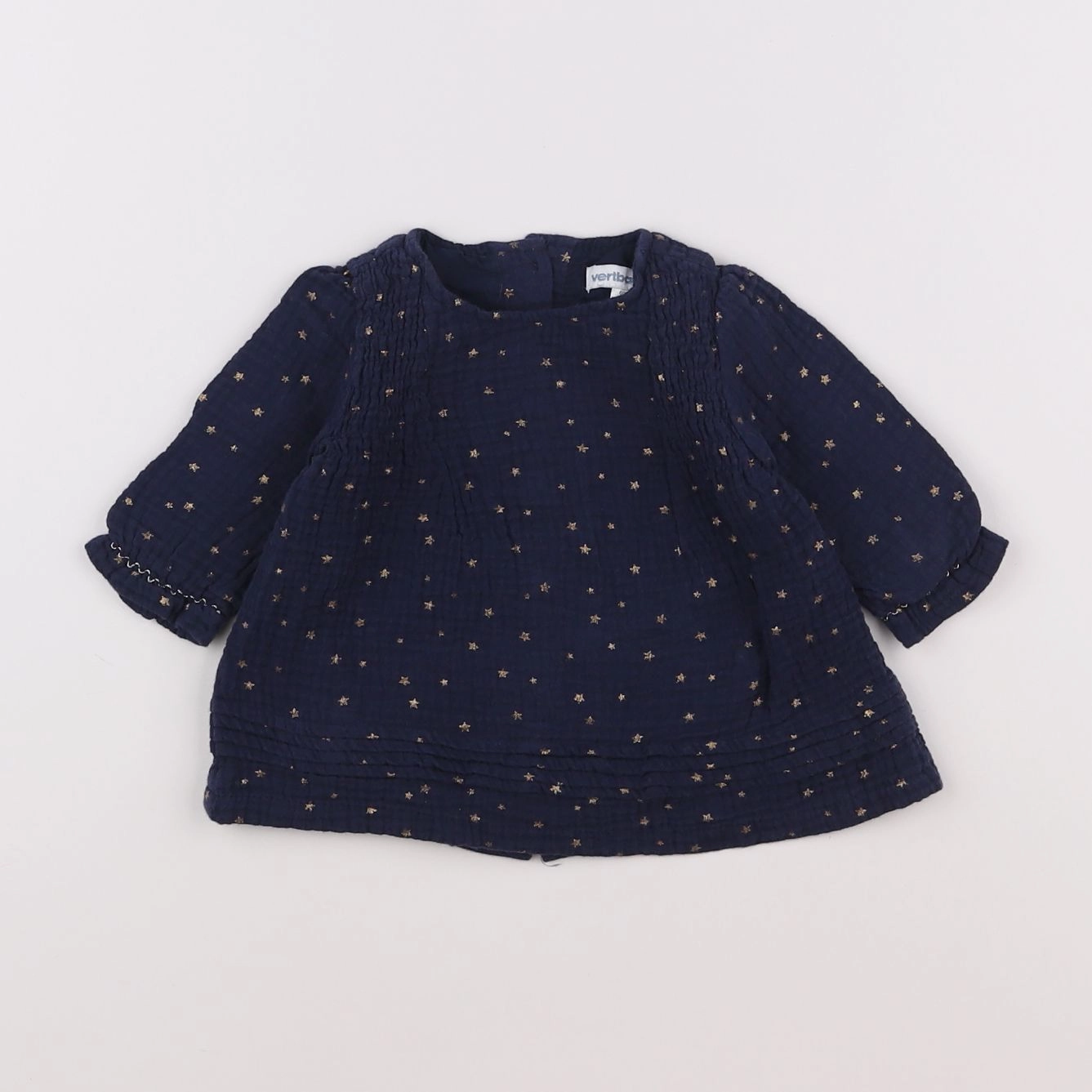 Vertbaudet - robe bleu, or - 3 mois
