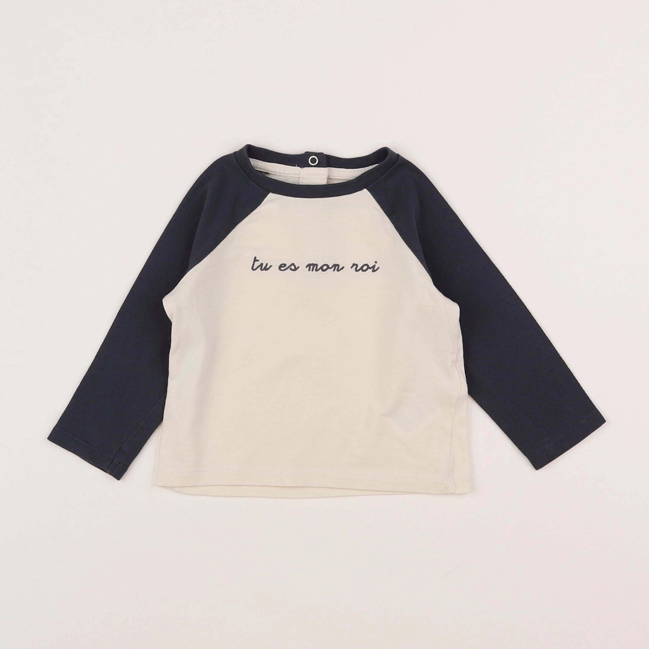 Vertbaudet - tee-shirt bleu, beige - 12 mois