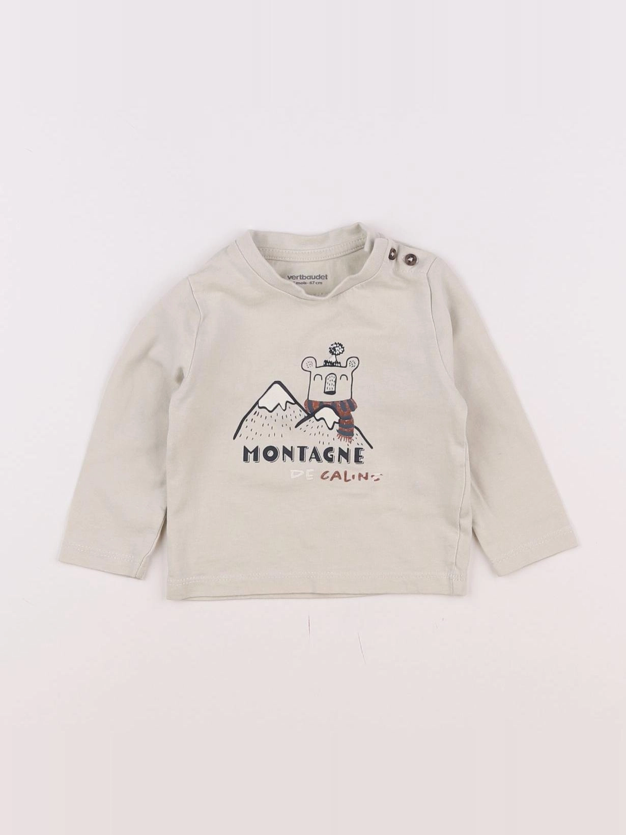 Vertbaudet - tee-shirt beige - 6 mois