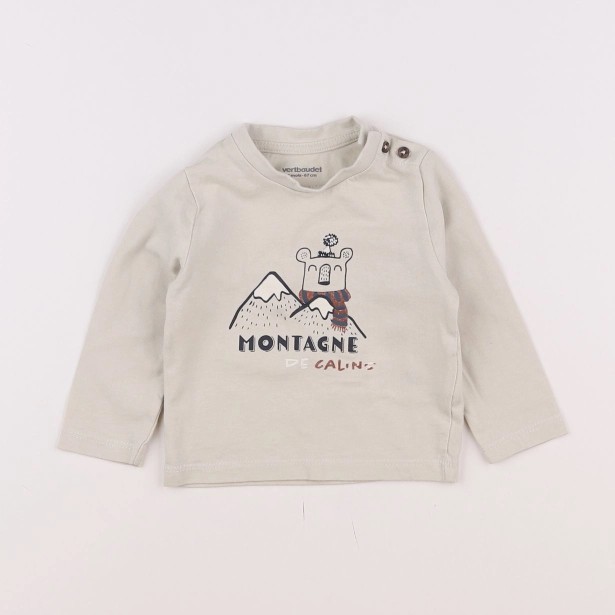 Vertbaudet - tee-shirt beige - 6 mois