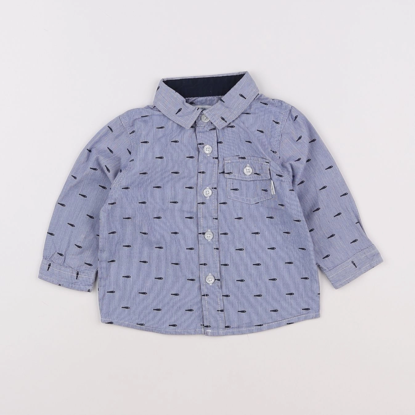 Vertbaudet - chemise bleu - 9 mois