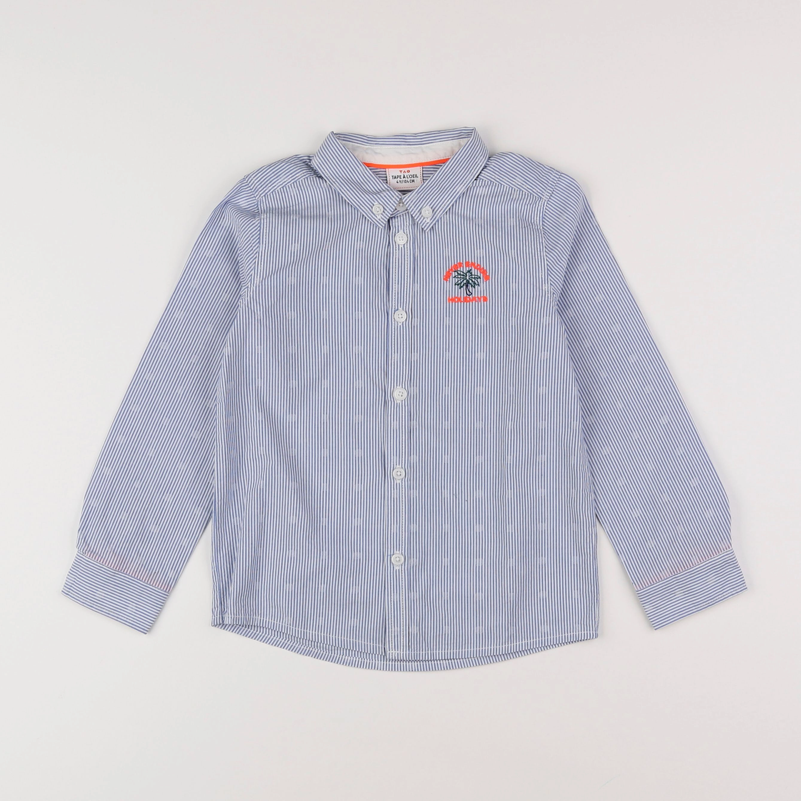 Tape à l'oeil - chemise bleu, blanc - 4 ans