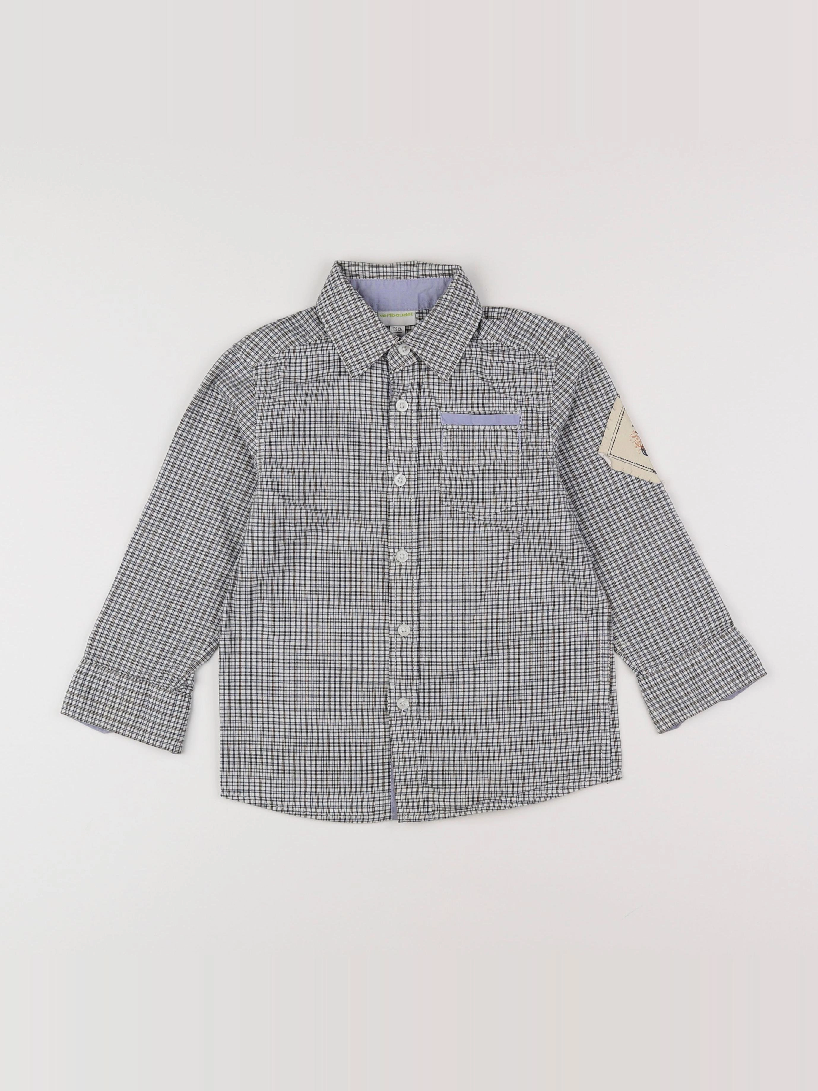 Vertbaudet - chemise imprimé au dos beige, gris - 4 ans