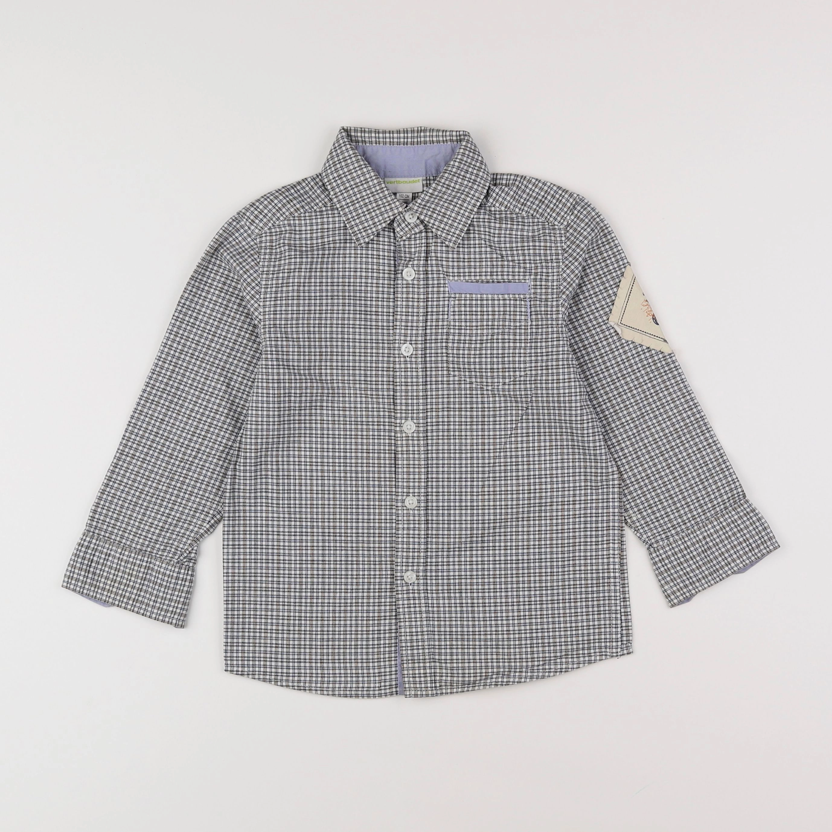 Vertbaudet - chemise imprimé au dos beige, gris - 4 ans